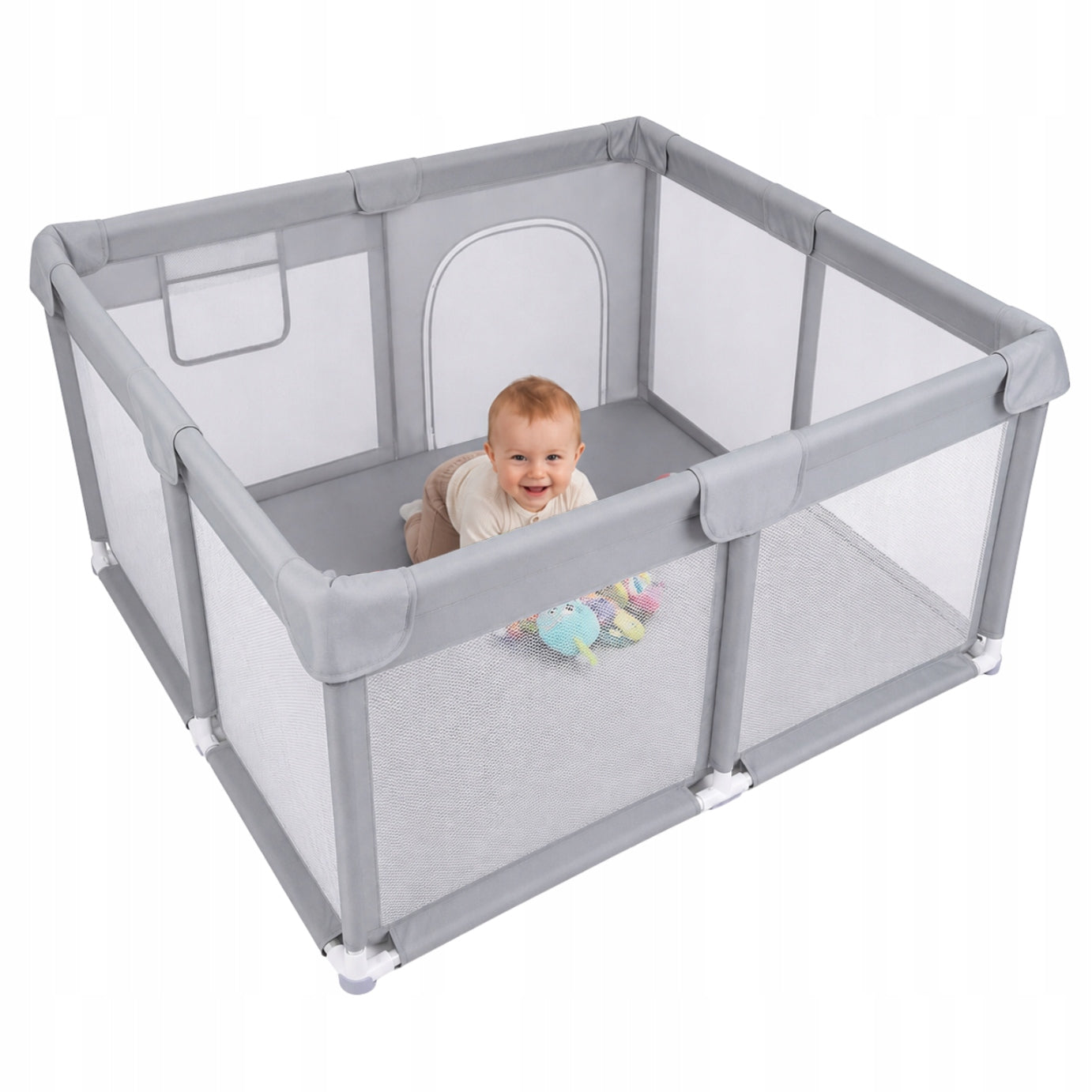 BABY PLAYPEN FOLDING SQUARE TOYS DRY POOL 120X120 GREY