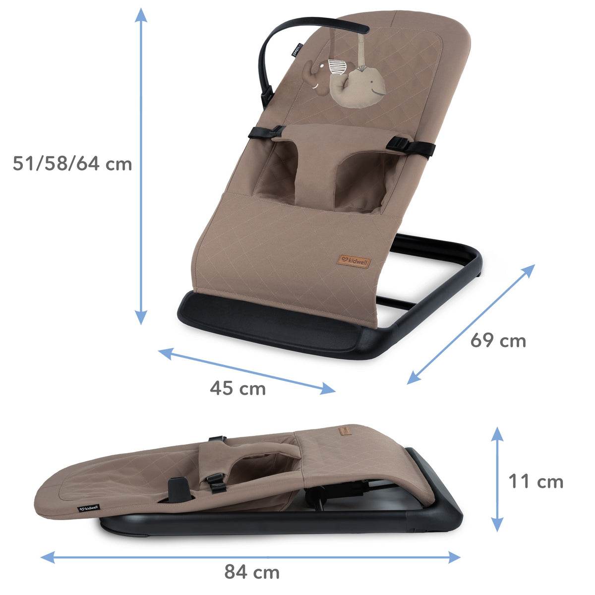 BABY ROCKER LOUNGER 2in1 KIDWELL LARO BROWN BLACK with Toys Manufacturer code LEBULAR01A9