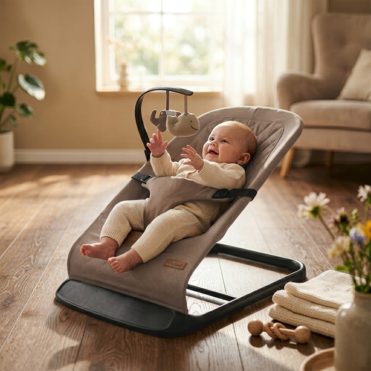 BABY ROCKER LOUNGER 2in1 KIDWELL LARO BROWN BLACK with Toys Packaging status original