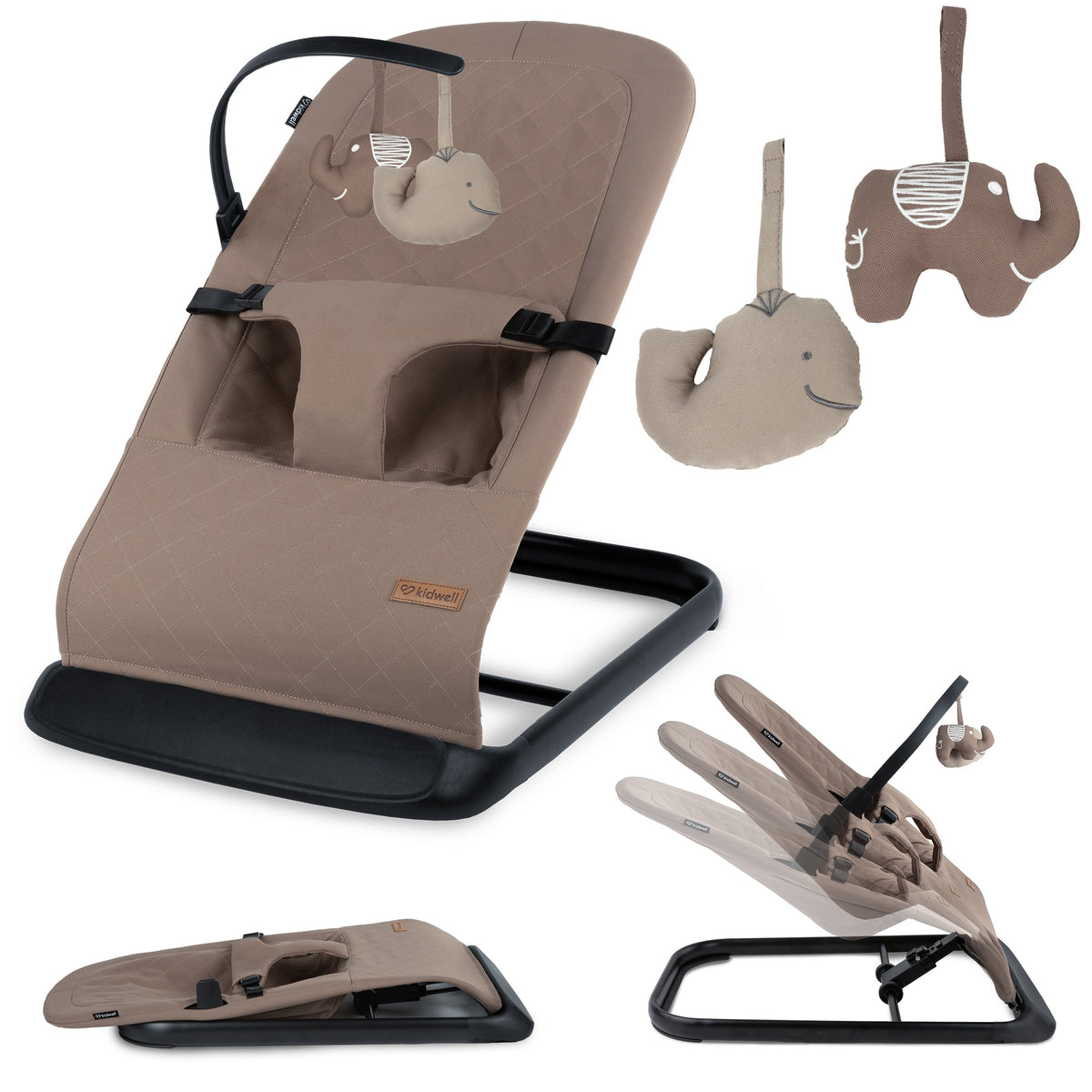 BABY ROCKER LOUNGER 2in1 KIDWELL LARO BROWN BLACK with Toys