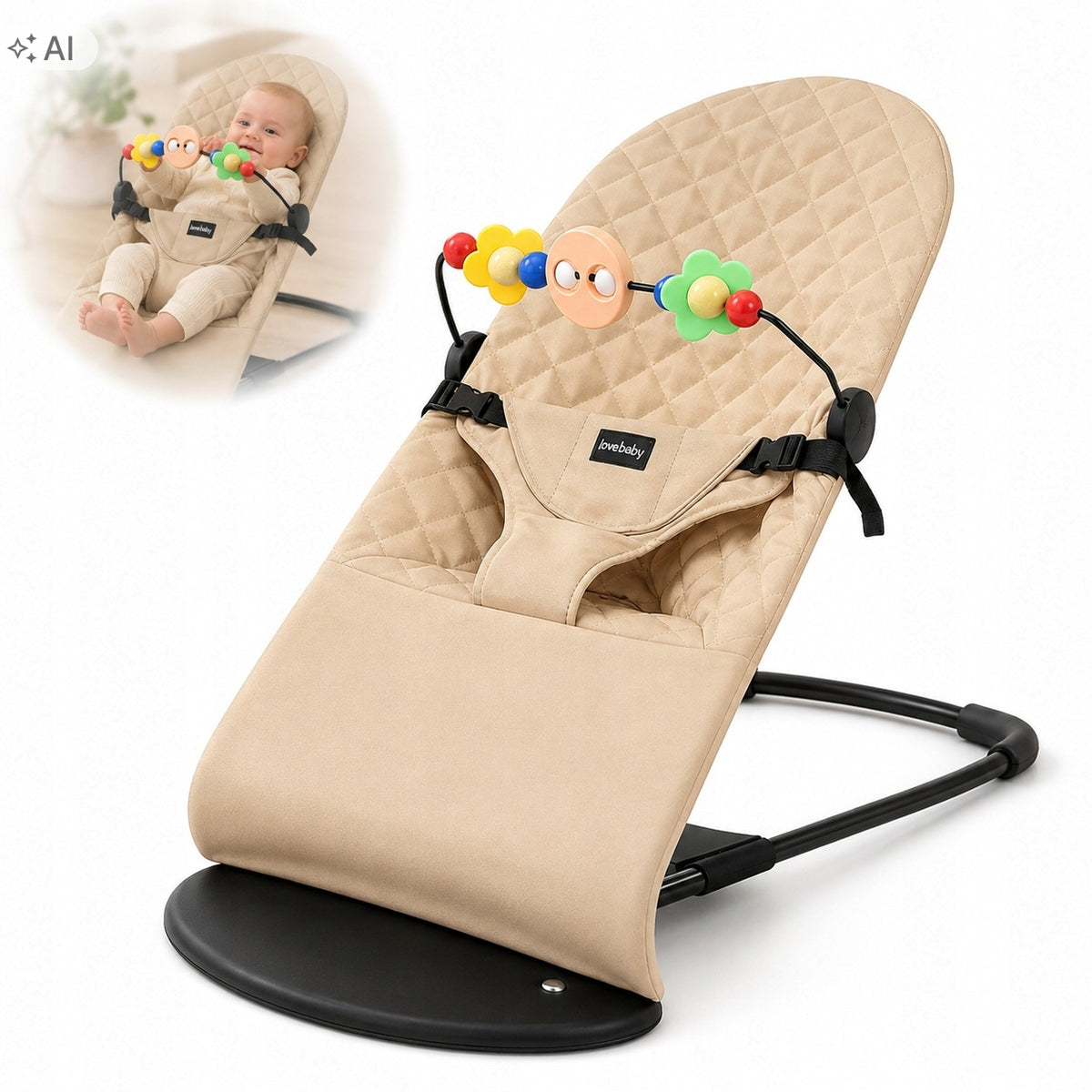BABY ROCKER LOUNGER ADJUSTABLE 3 BABY POSITIONS INFANT ROCKER