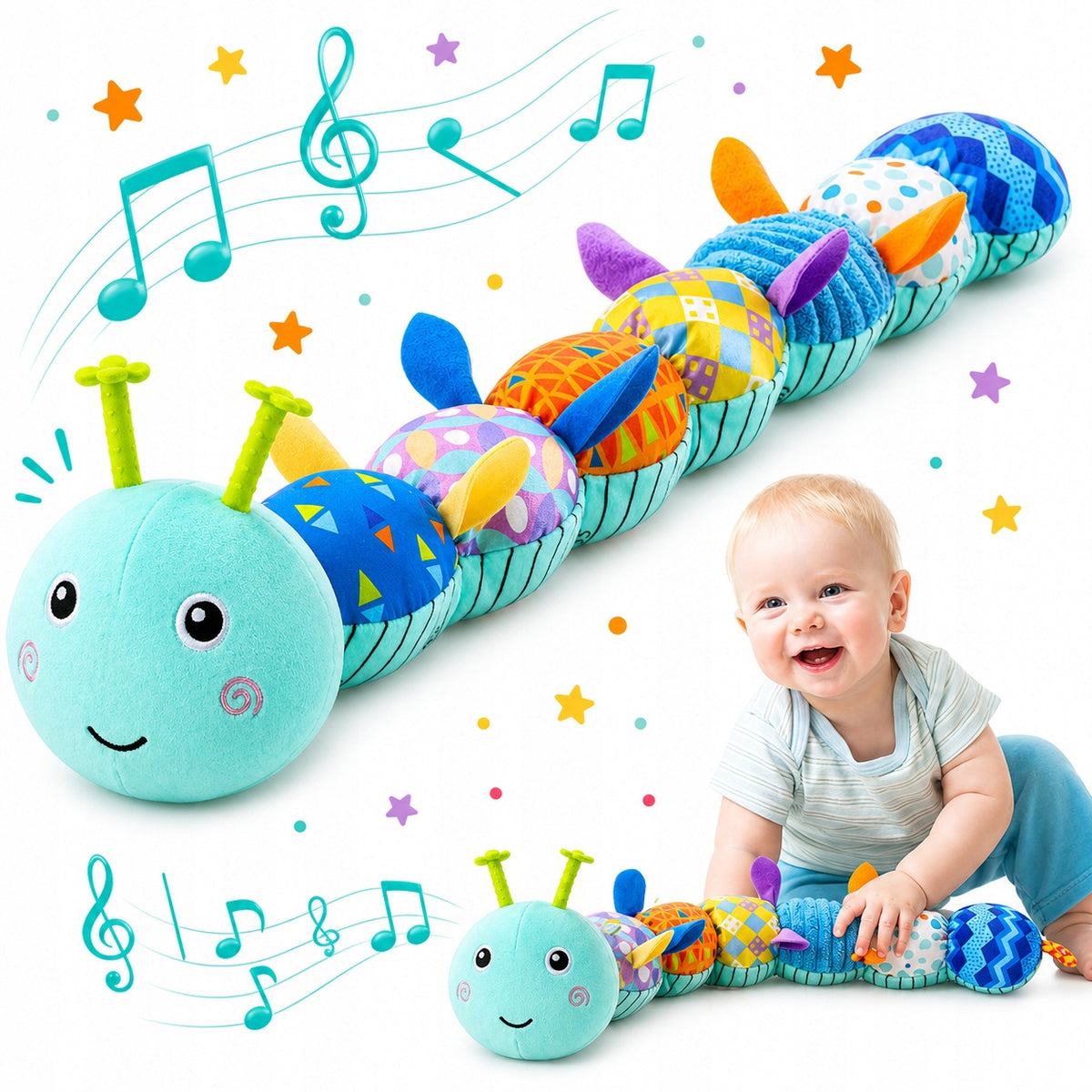BABY SENSORY TOY MUSICAL PLUSH ANTI-STRESS CATERPILLAR