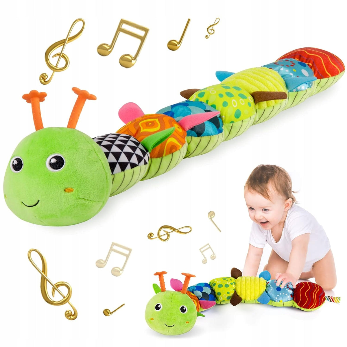 BABY SENSORY TOY MUSICAL PLUSH GREEN CATERPILLAR Manufacturer code GĄSIENICA ZIELONA LEAF STORE