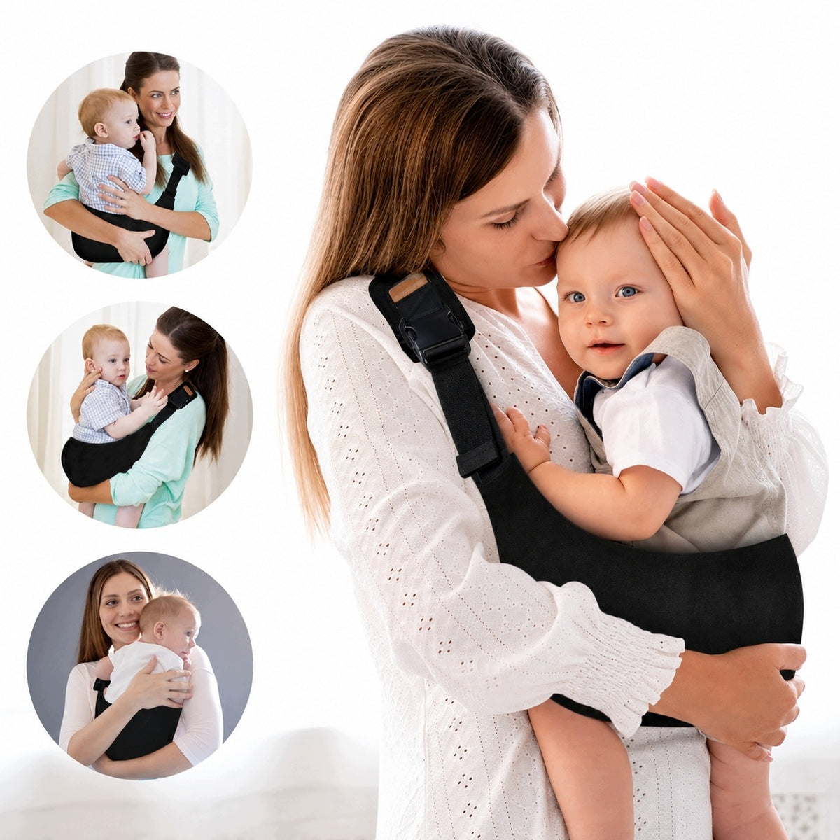 BABY SIDE CARRIER ADJUSTABLE WITH BUCKLE UP TO 15 KG BLACK Packaging status original