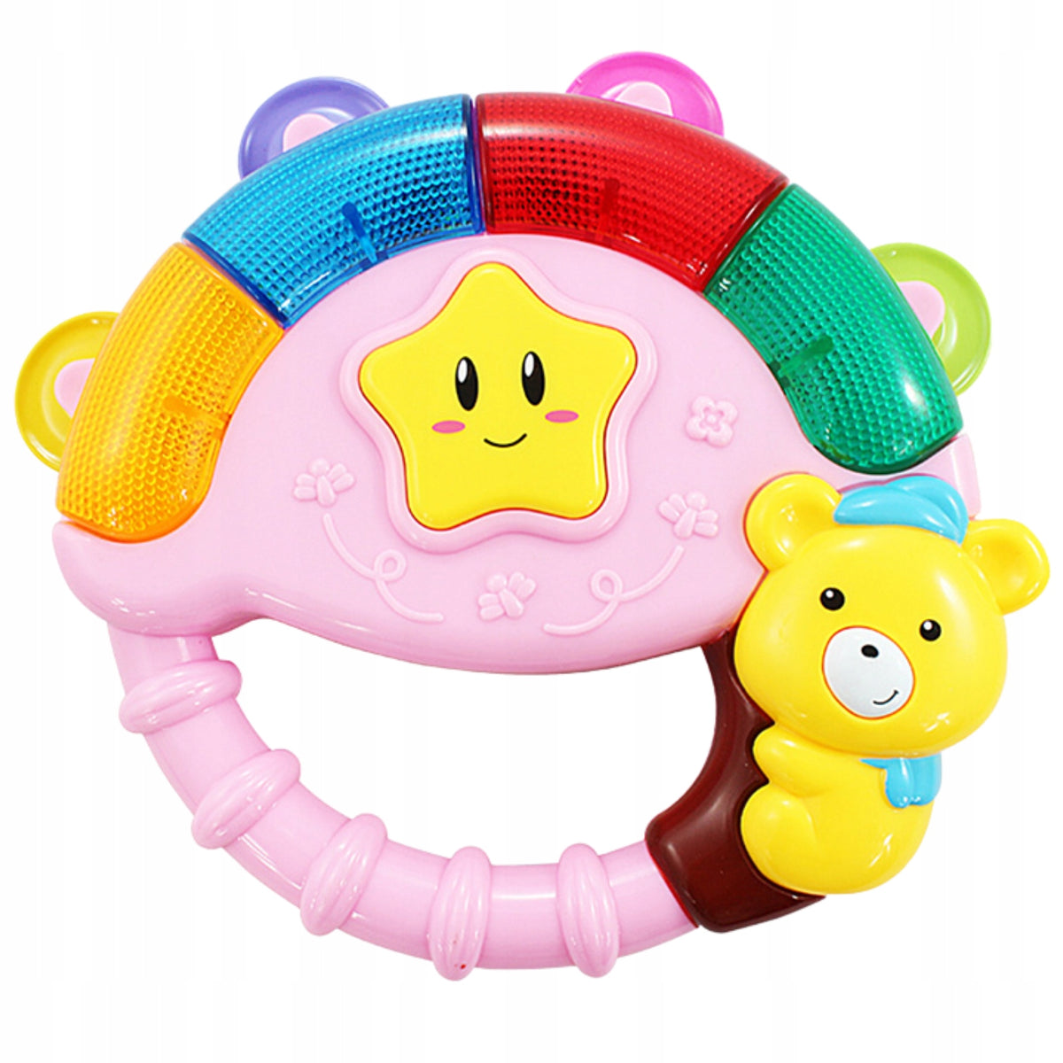 BABY TOY RATTLE TAMBOURINE BEAR MUSICAL INSTRUMENT SOUND 6M Manufacturer code GRZECHOTKA DLA NIEMOWLĄT PREZENT DLA DZIECKA