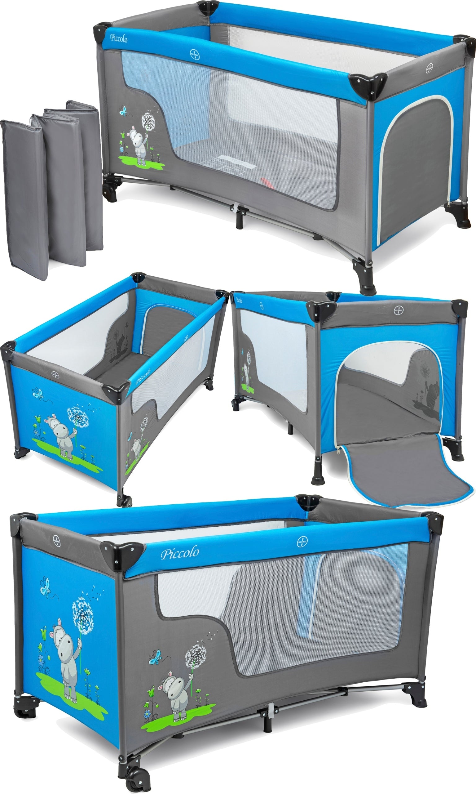 BABY TRAVEL COT WITH WHEELS WITH LOCK 126x71cm PLAYPEN MATTRESS Packaging status original