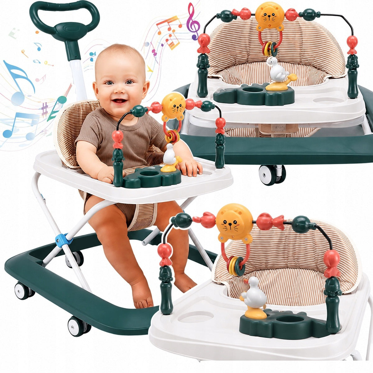 BABY WALKER PUSHER RIDE-ON FOLDING 3IN1 NTERACTIVE WITH SOUND