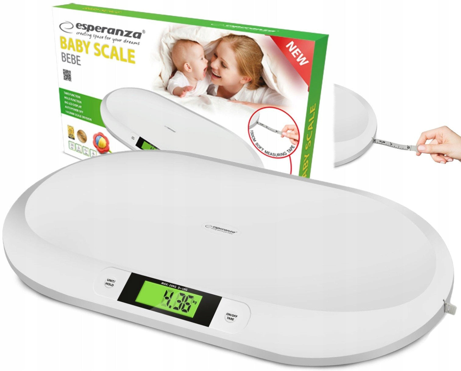 BABY WEIGHING SCALE FOR INFANTS UP TO 20KG LCD WITH MEASURING CUP