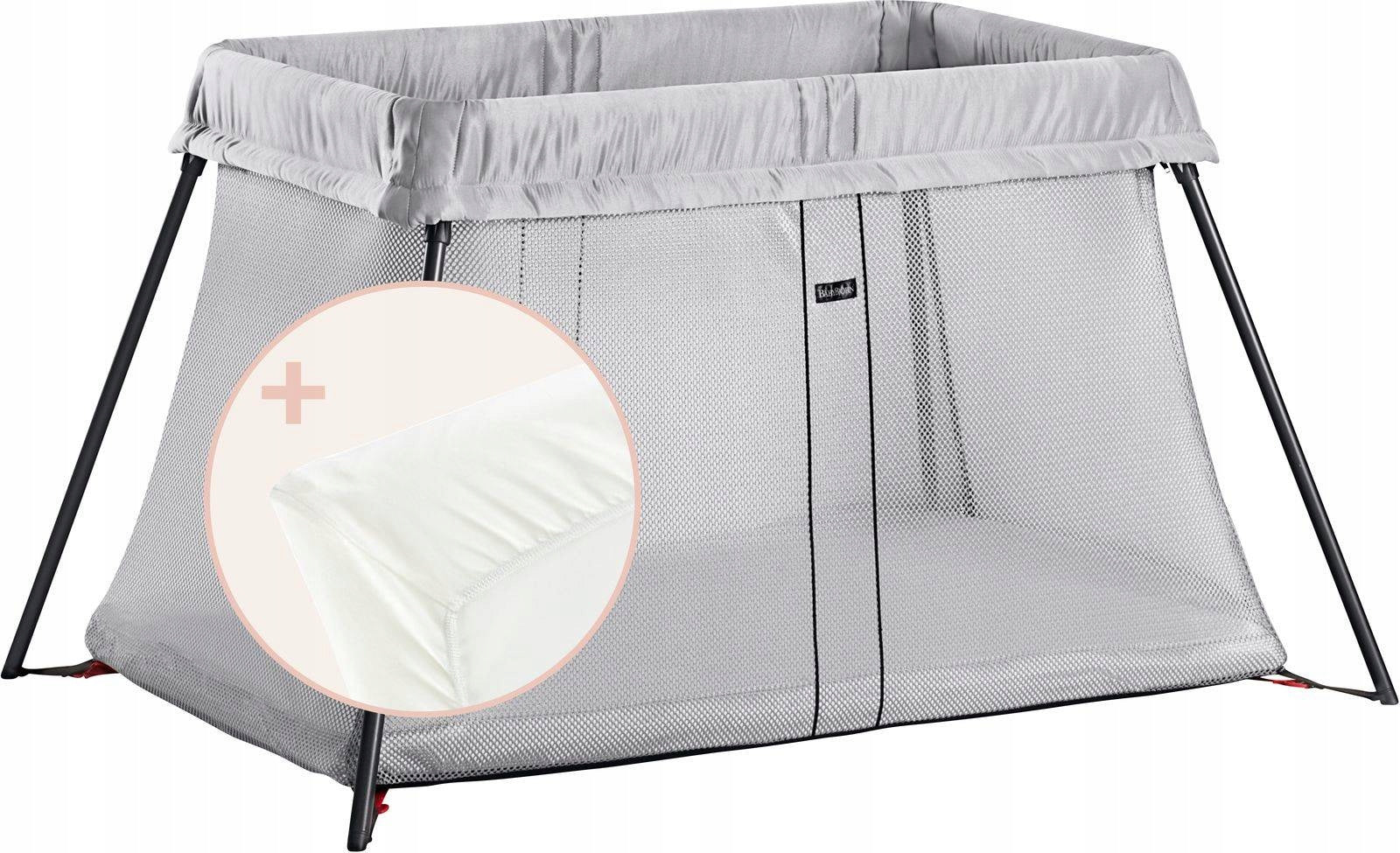 BABYBJORN - travel cot LIGHT - silver + sheet