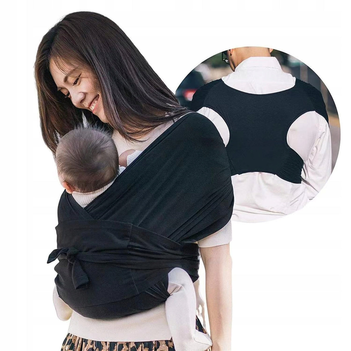 BABYWEARING ELASTIC SCARF 4-WAY STRETCH BABIES 15KG