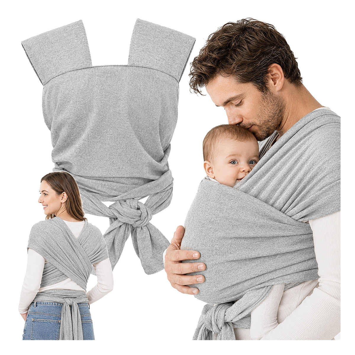 BABYWEARING SCARF ELASTIC 5M CARRIER 20KG GREY