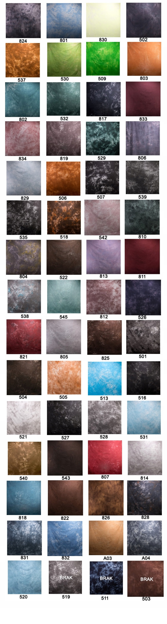 BACKGROUND PHOTOGRAPHIC COTTON CREASES N 2,6x3m 50 DESIGNS Manufacturer code TGSN26X3