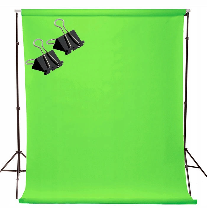 BACKGROUND SET 215x170cm + BACKGROUND 1,6x5m GREEN BRIGHT GREEN SCREEN + 2 CLIPS