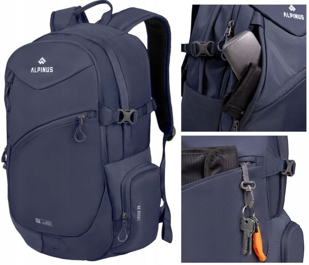 BACKPACK ALPINUS URBAN SPORTS TOURIST LAPTOP NAVY BLUE LECCO 30L