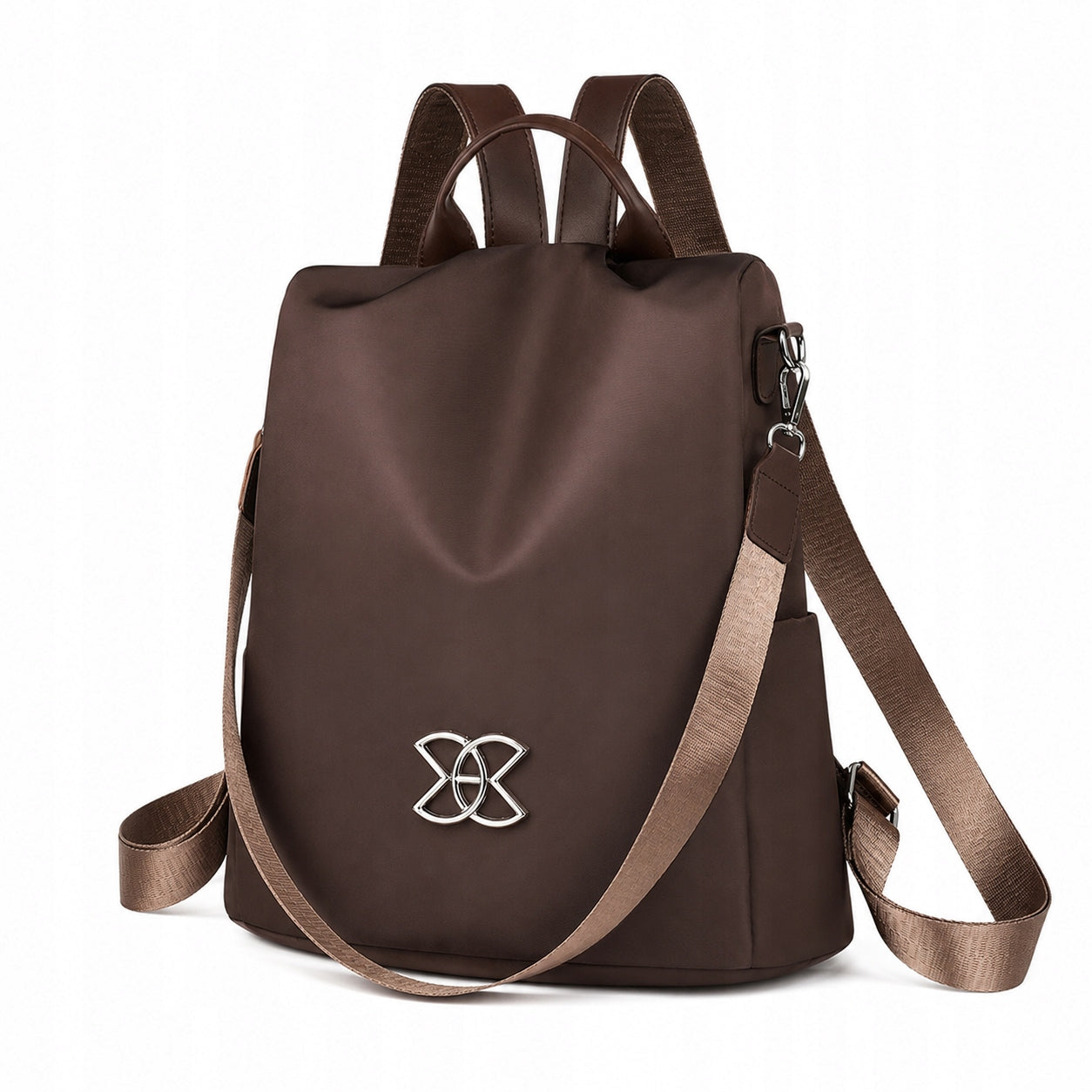 BACKPACK BAG 2IN1 WATERPROOF ELEGANT ANTI-THEFT ROOMY BROWN Packaging status original