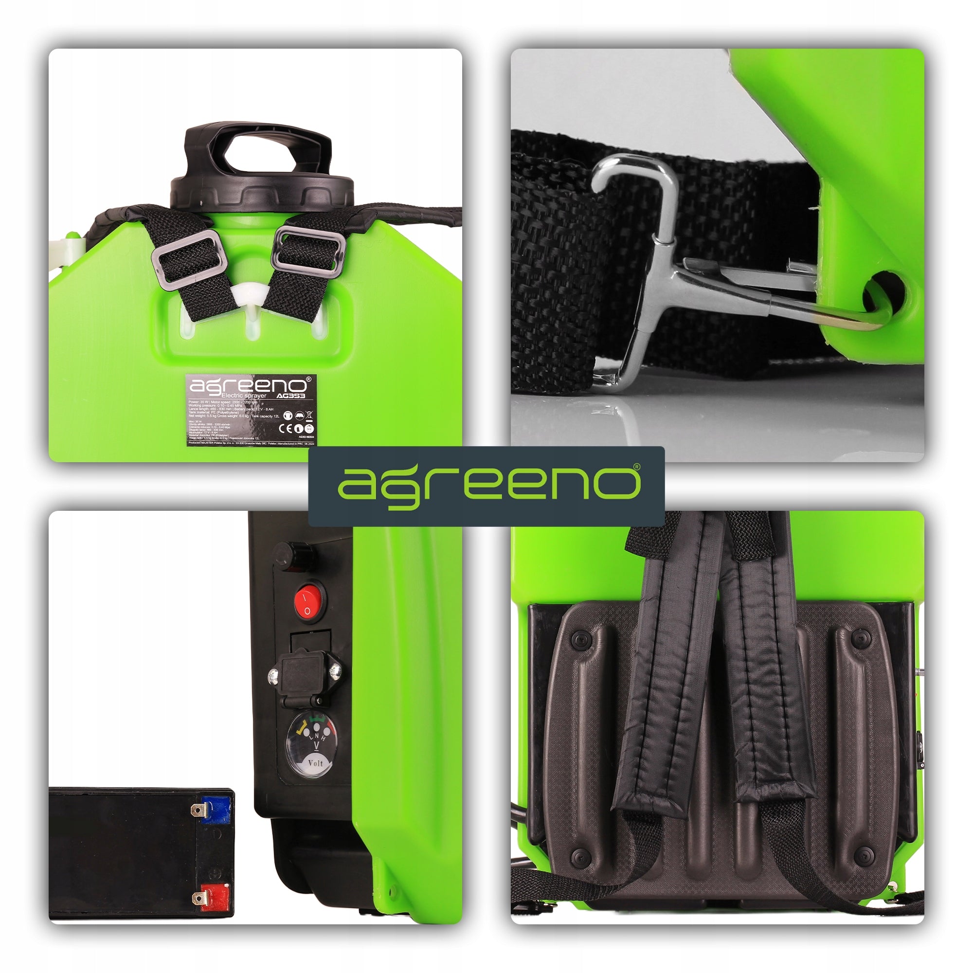 BACKPACK CORDLESS SPRAYER 12L LONG LIVE QUADRUPLE LANCE AG-353 Tank capacity 12 l