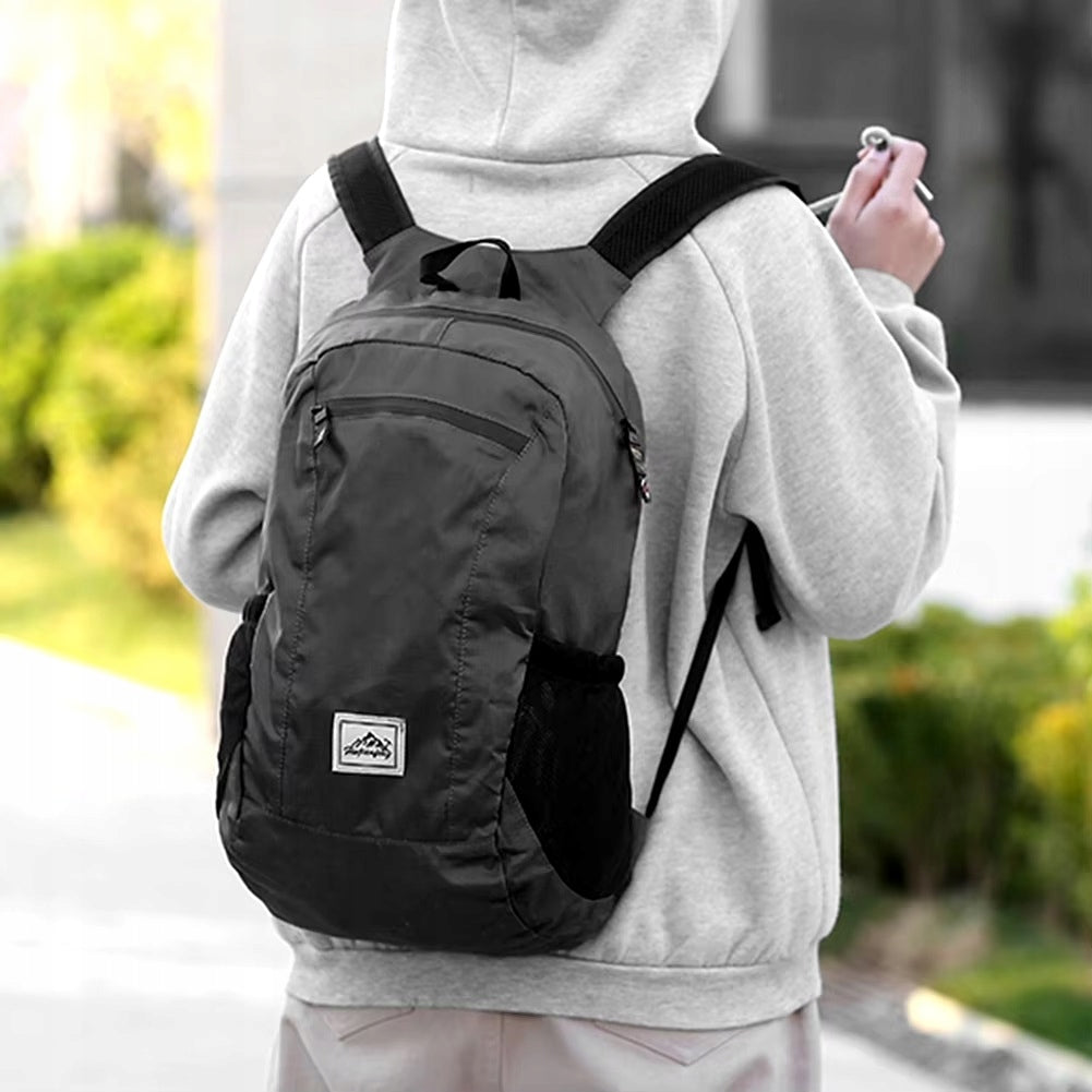 BACKPACK LIGHTWEIGHT FOLDABLE ROOMY DURABLE WATERPROOF COMPACT 20L Color black