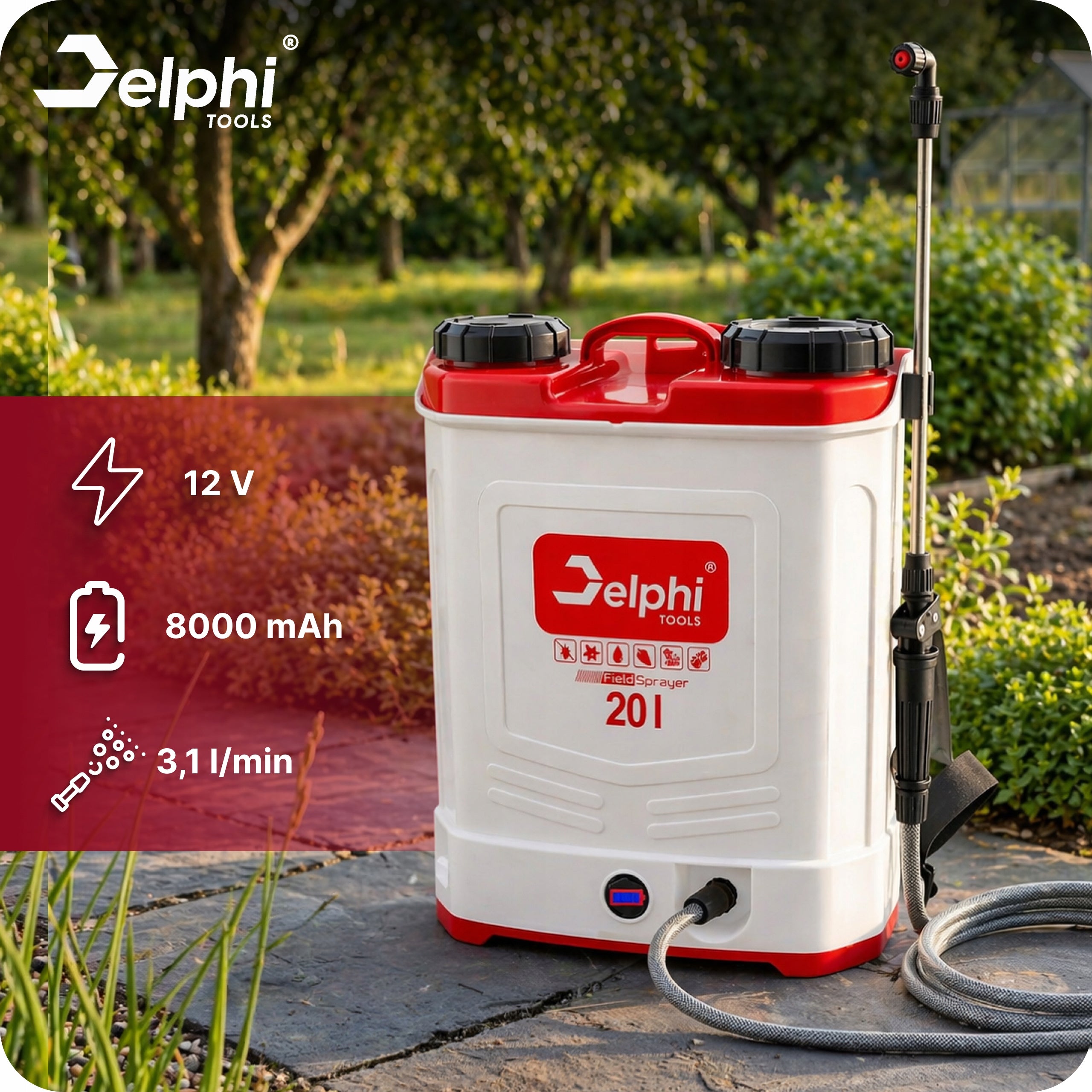 BACKPACK PRESSURE CORDLESS SPRAYER 20L GARDEN 8Ah NOZZLES HOSE Manufacturer code Zestaw Lanca Elektryczny Opryskiwacz