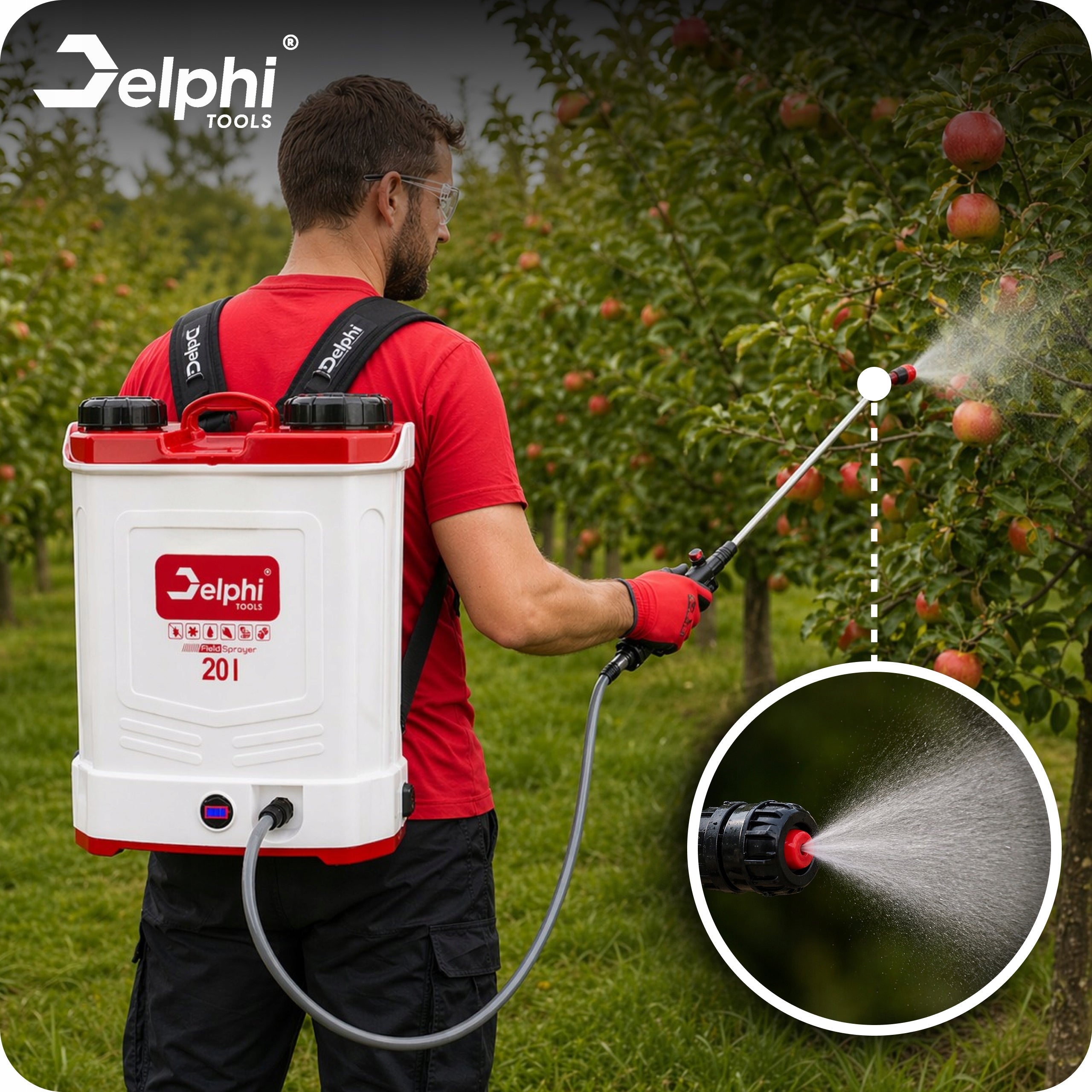 BACKPACK PRESSURE CORDLESS SPRAYER 20L GARDEN 8Ah NOZZLES HOSE Power supply rechargeable battery