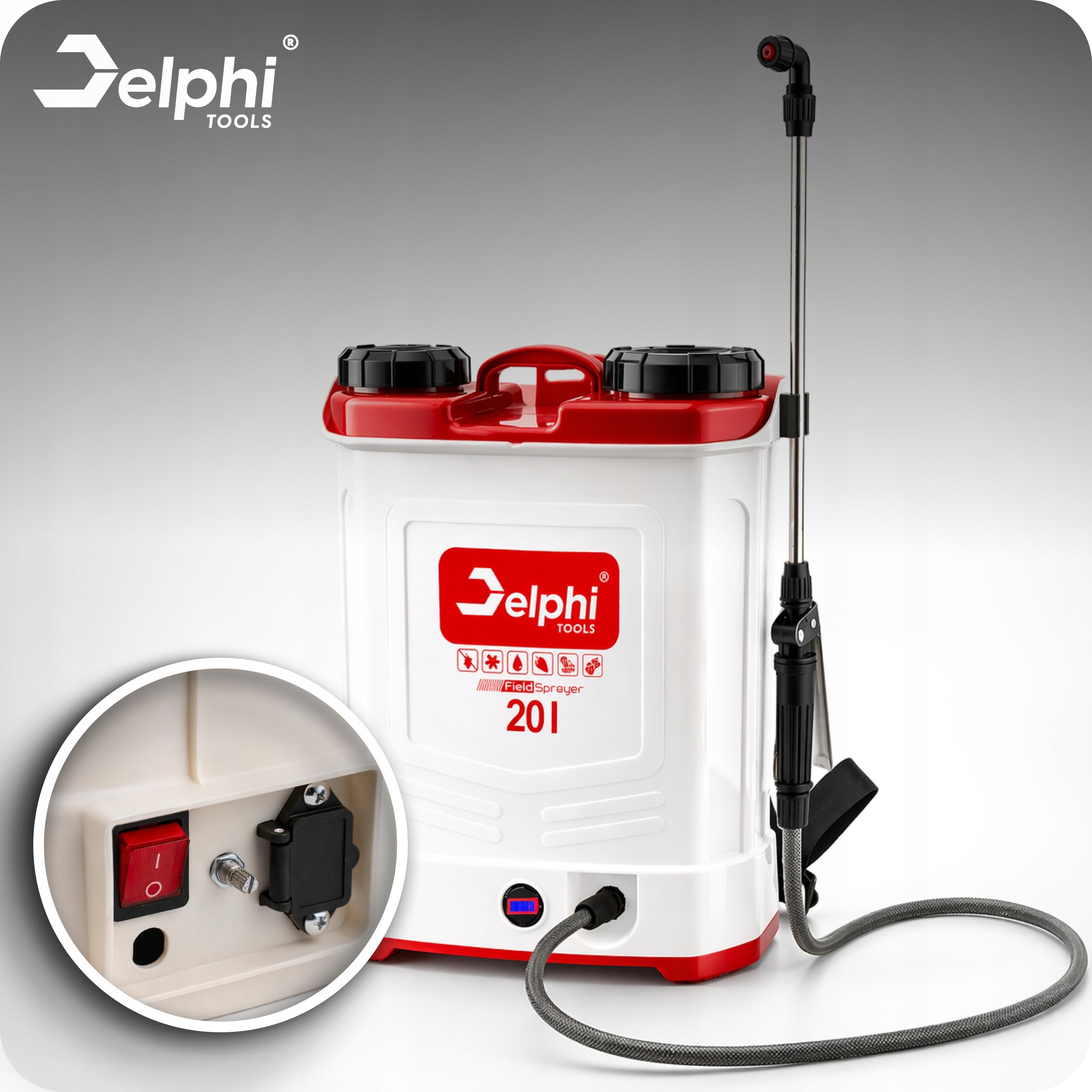BACKPACK PRESSURE CORDLESS SPRAYER 20L GARDEN 8Ah NOZZLES HOSE Spray range 500 cm