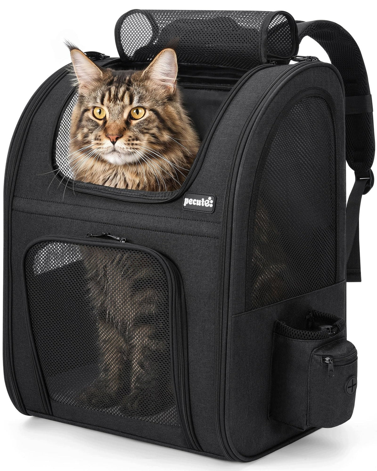 BACKPACK TRANSPORTER FOR CAT AND DOG BREATHABLE BLACK L 44X34X27 CM