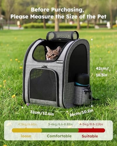 BACKPACK TRANSPORTER FOR CAT AND DOG UP TO 15 KG WITH MESH AND POCKETS Manufacturer code B096KTYMTN