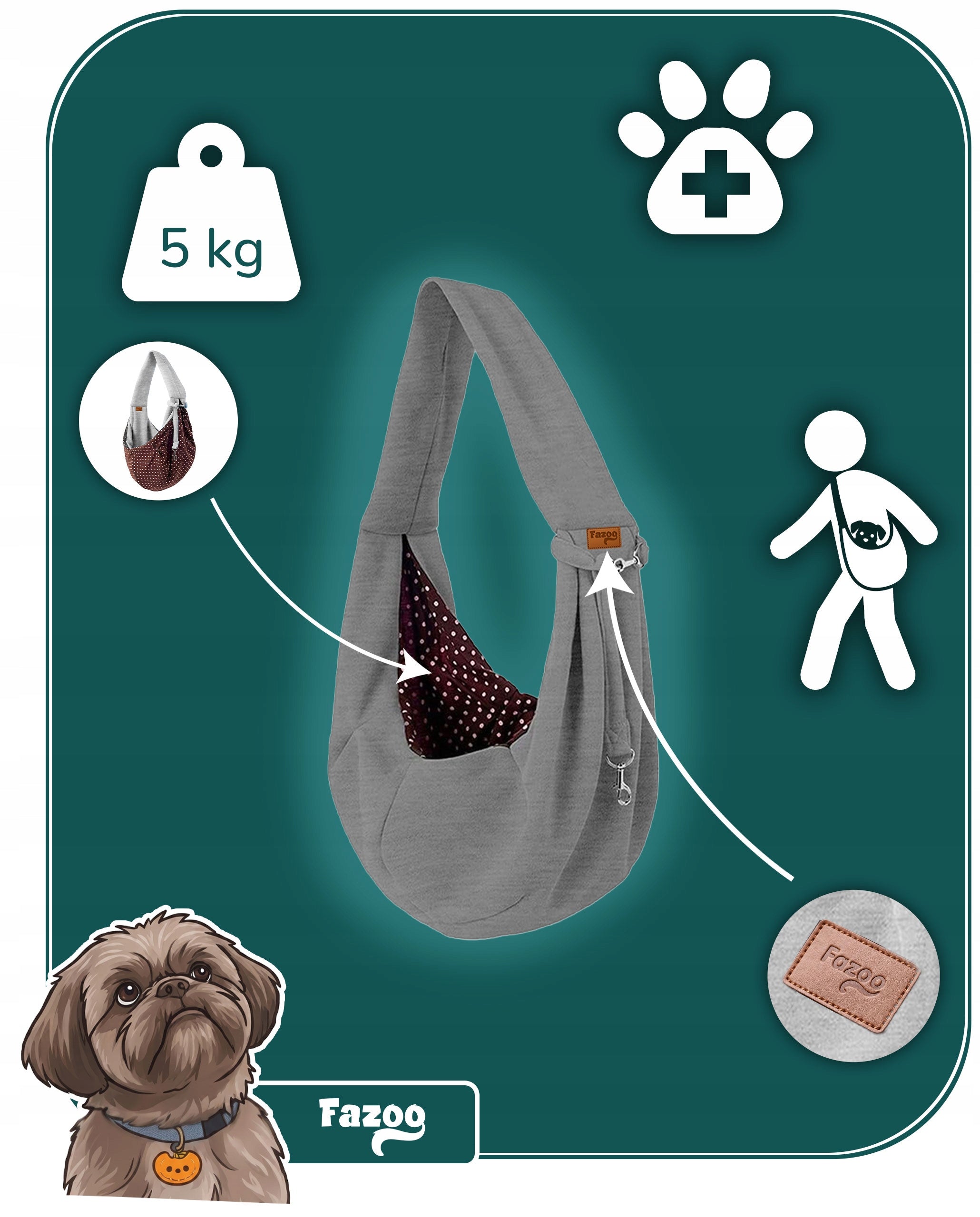 BAG CARRIER for Dog Cat Rabbit Shoulder Transporter Kangaroo Cotton XL Packaging status original
