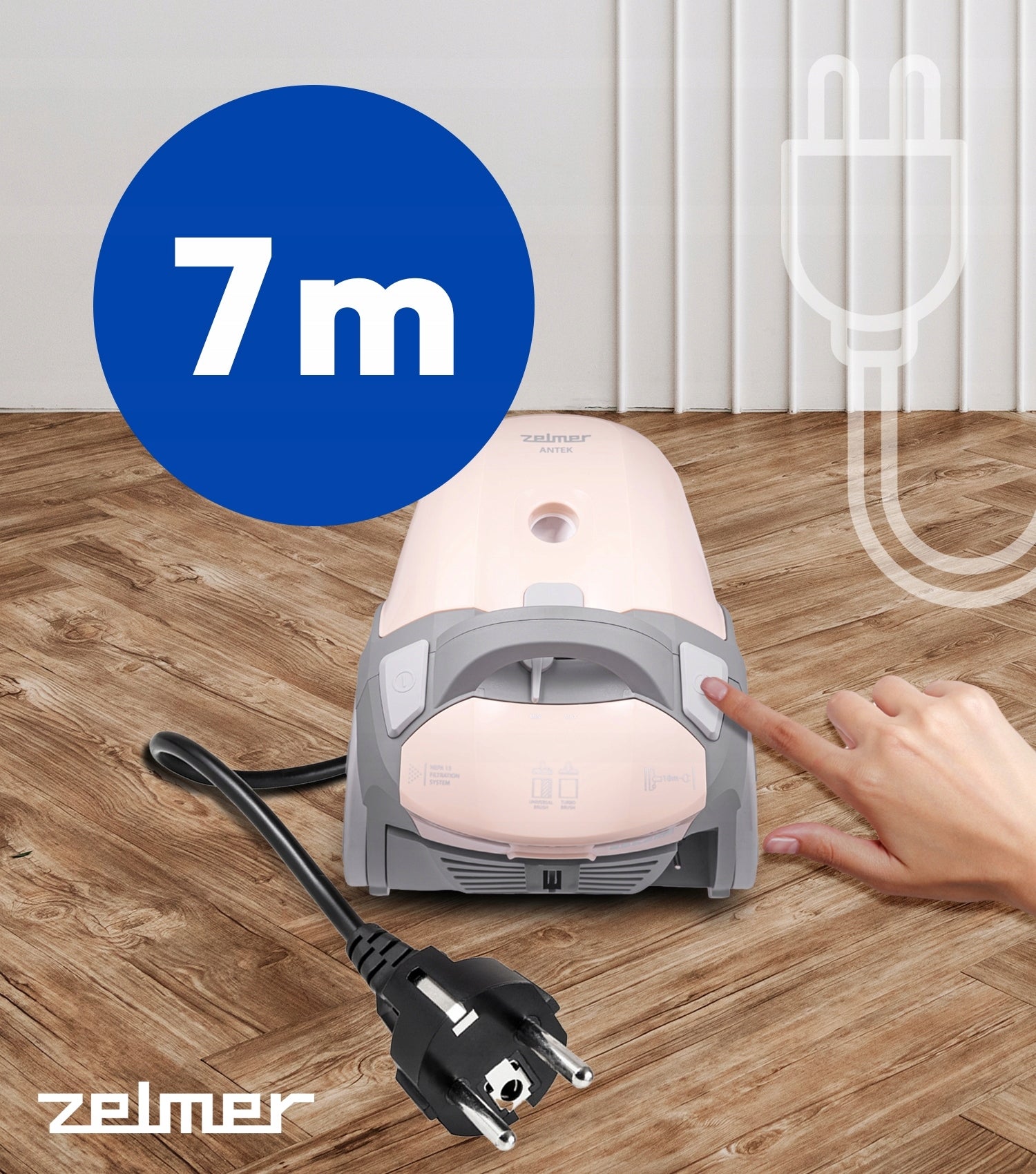 BAGGED VACUUM CLEANER ZELMER ANTEK TRADITIONAL WITH FILTER HEPA TURBO BRUSH 900W Dominant color beige