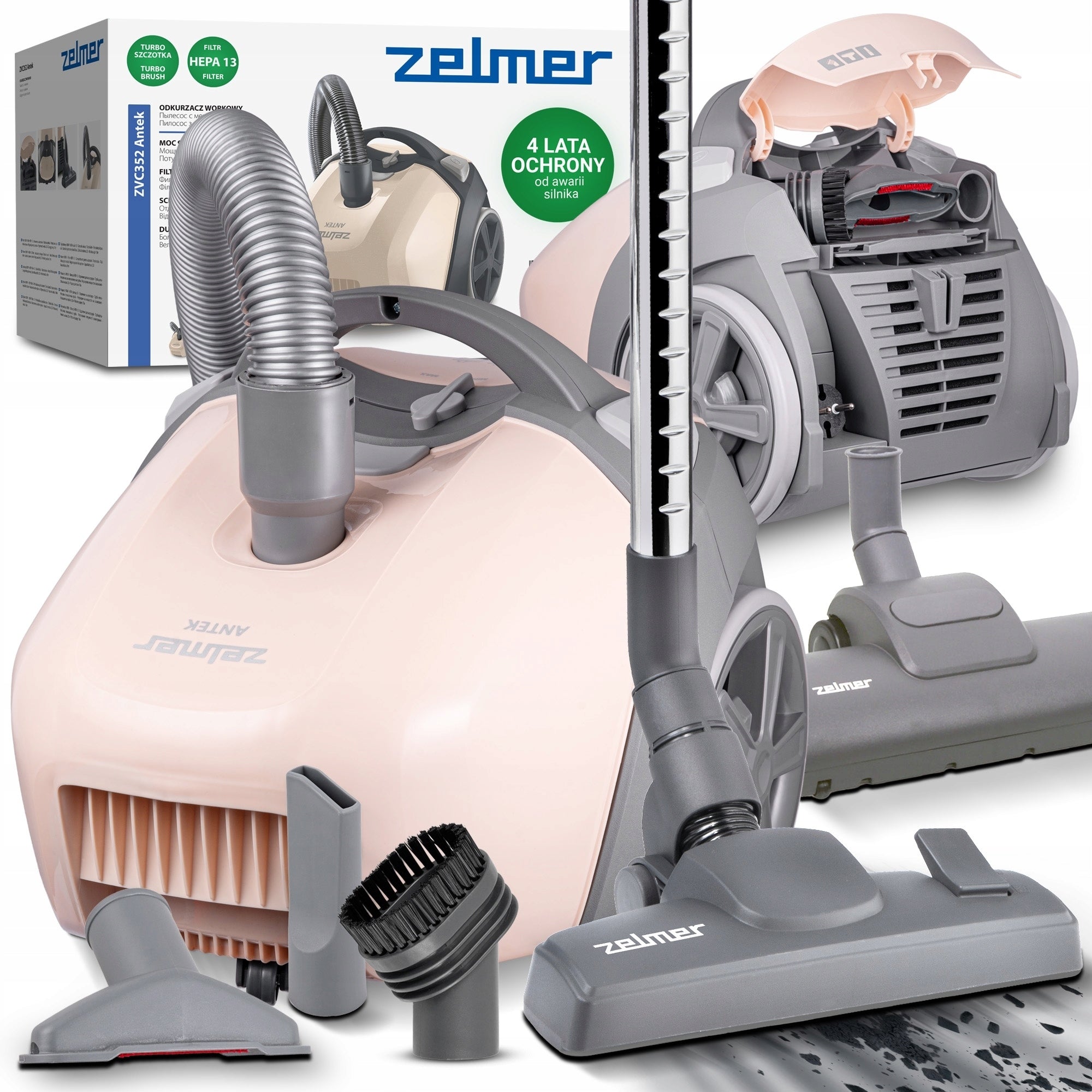 BAGGED VACUUM CLEANER ZELMER ANTEK TRADITIONAL WITH HEPA FILTER TURBO BRUSH 900W