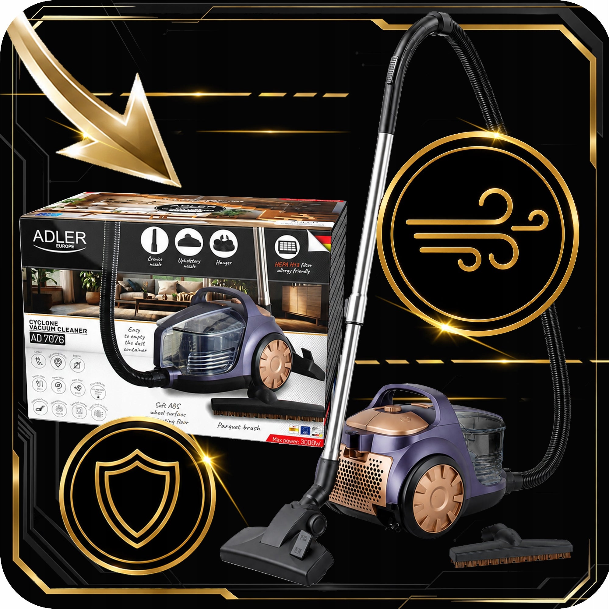 BAGLESS VACUUM CLEANER POWERFUL CYCLONE TRADITIONAL 3000W SILENT POWER REGULATION Vacuum cleaner type bagless