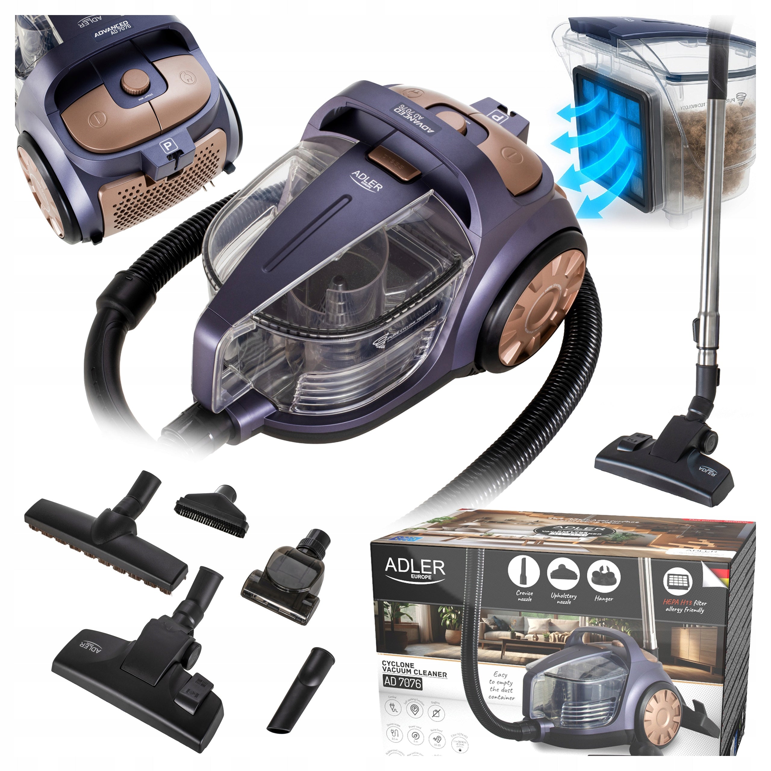 BAGLESS VACUUM CLEANER POWERFUL CYCLONE TRADITIONAL 3000W SILENT POWER REGULATION