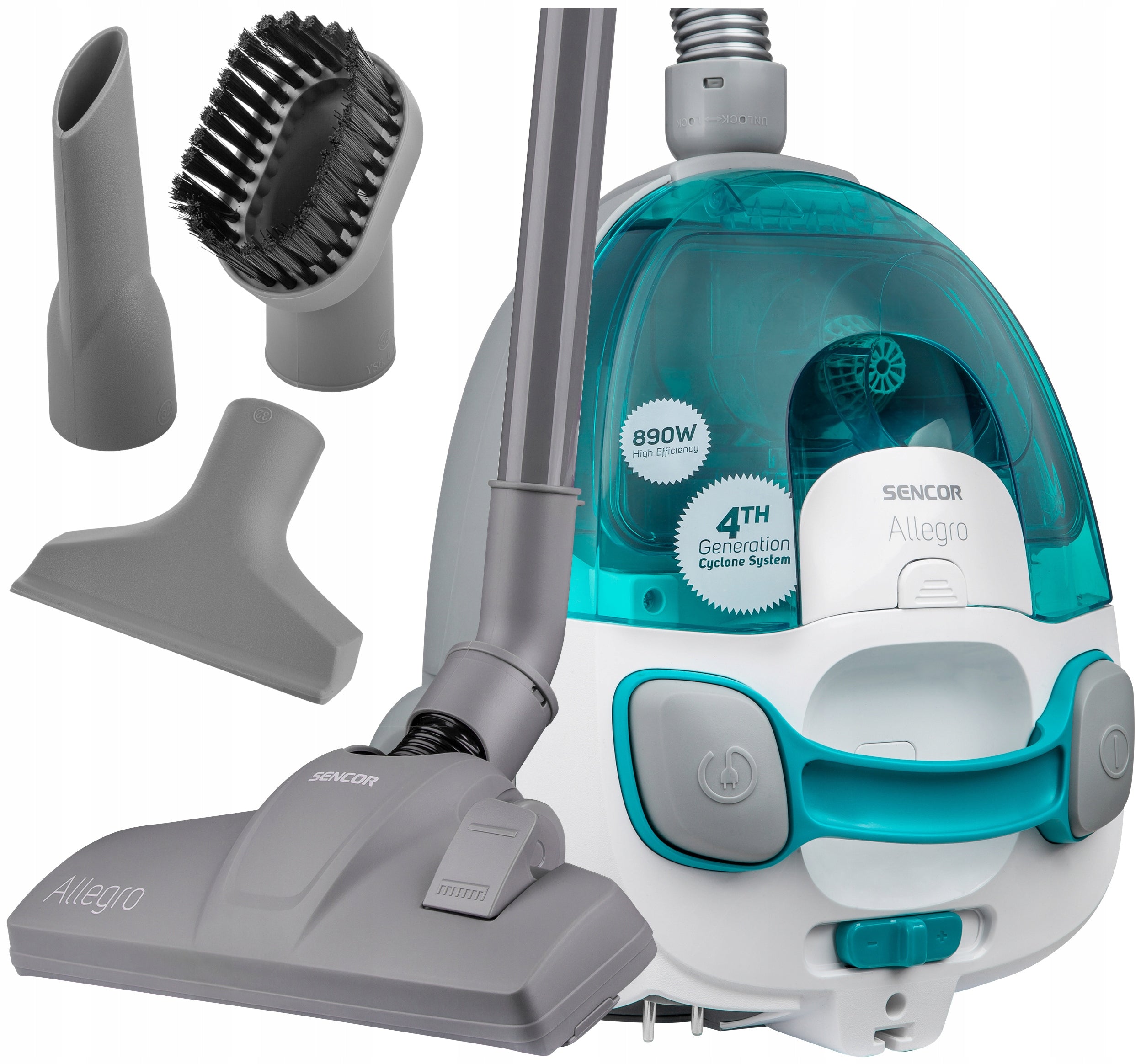 BAGLESS VACUUM CLEANER TRADITIONAL SENCOR SVC 511TQ 890W FILTER HEPA ACCESSORIES