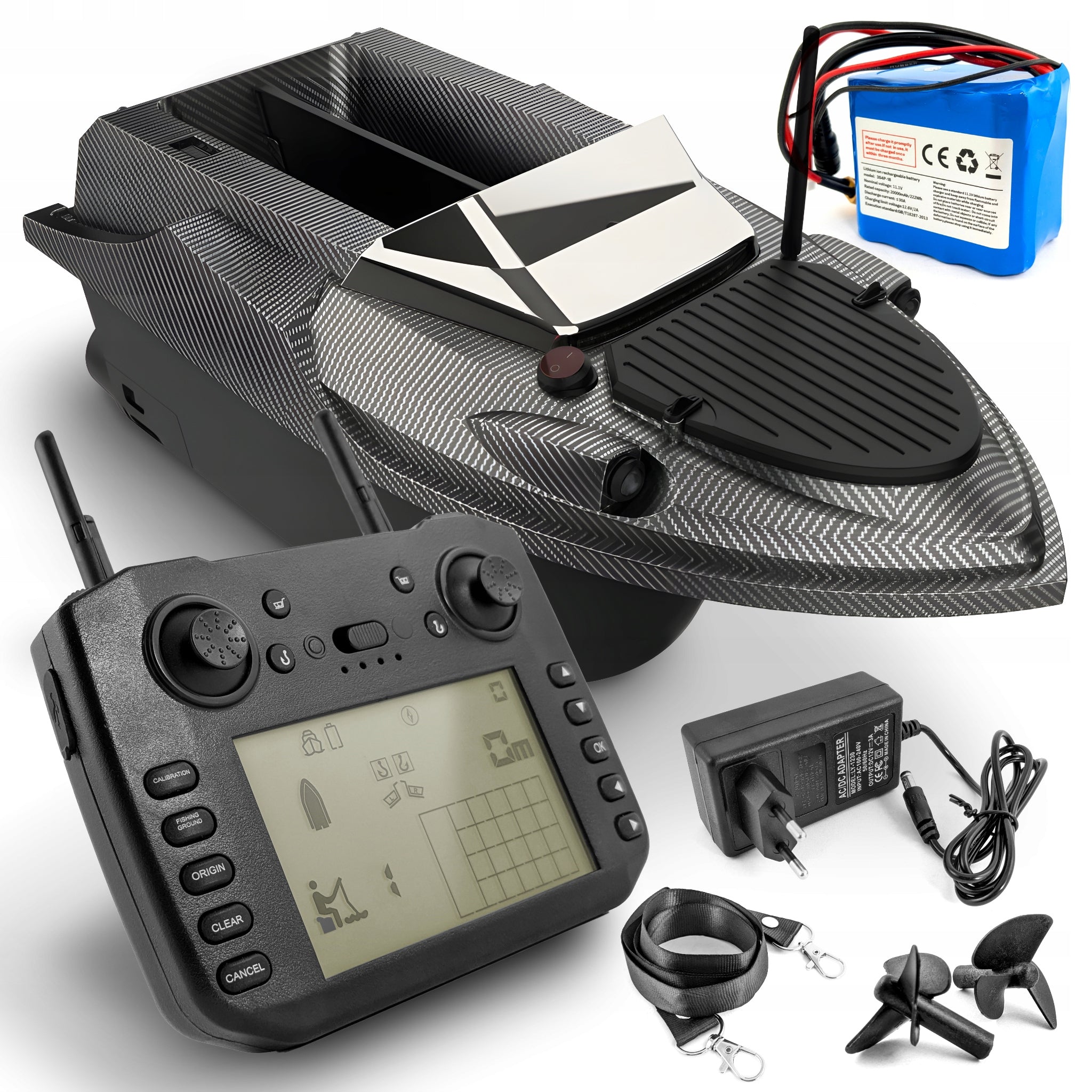 BAIT BOAT FLYTEC V080 GPS, 2 x 20000mAh BATTERY, Range 800m. BAG