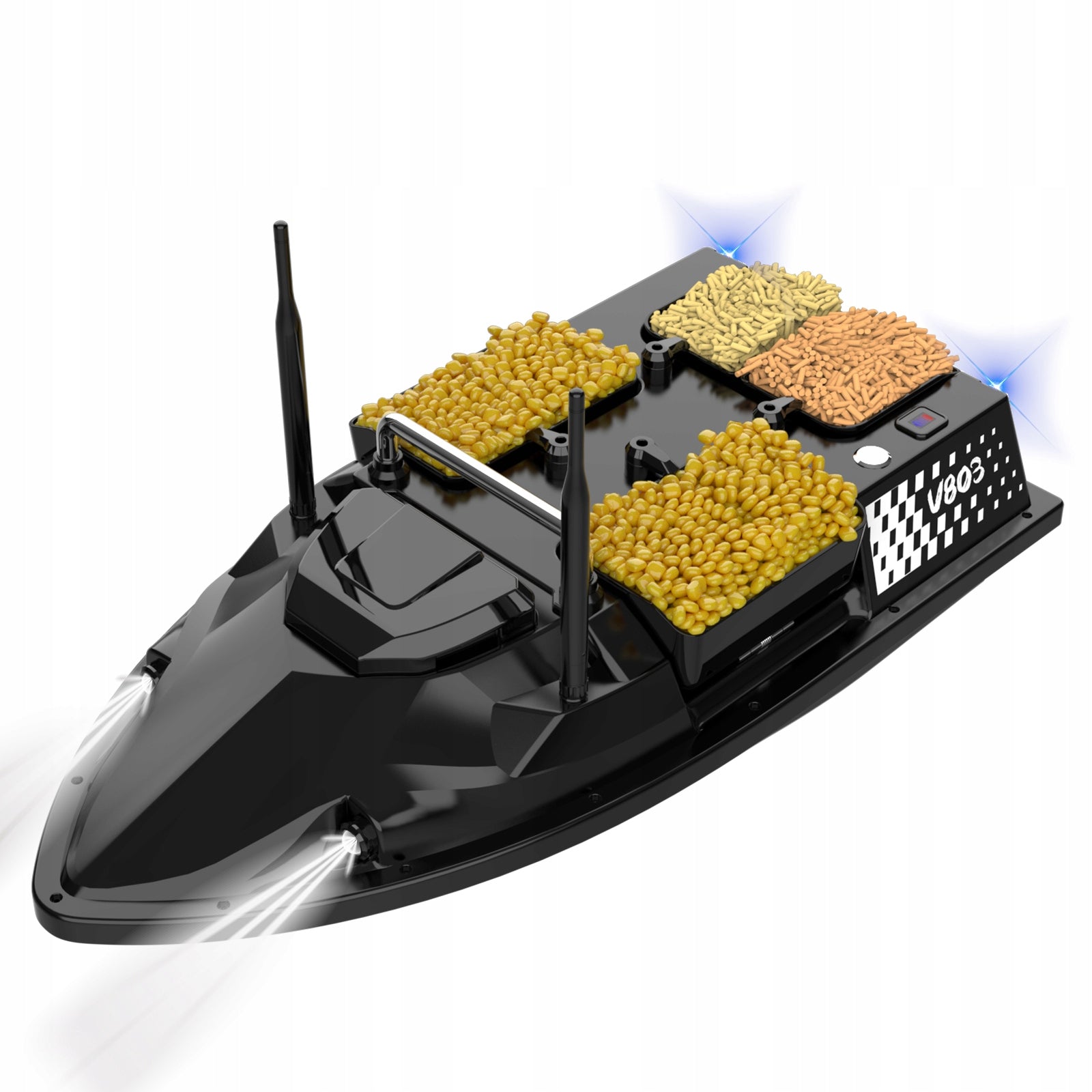 BAIT BOAT FLYTEC V803 4X FEEDERS 2XAKU 18000mAh GPS Packaging status original