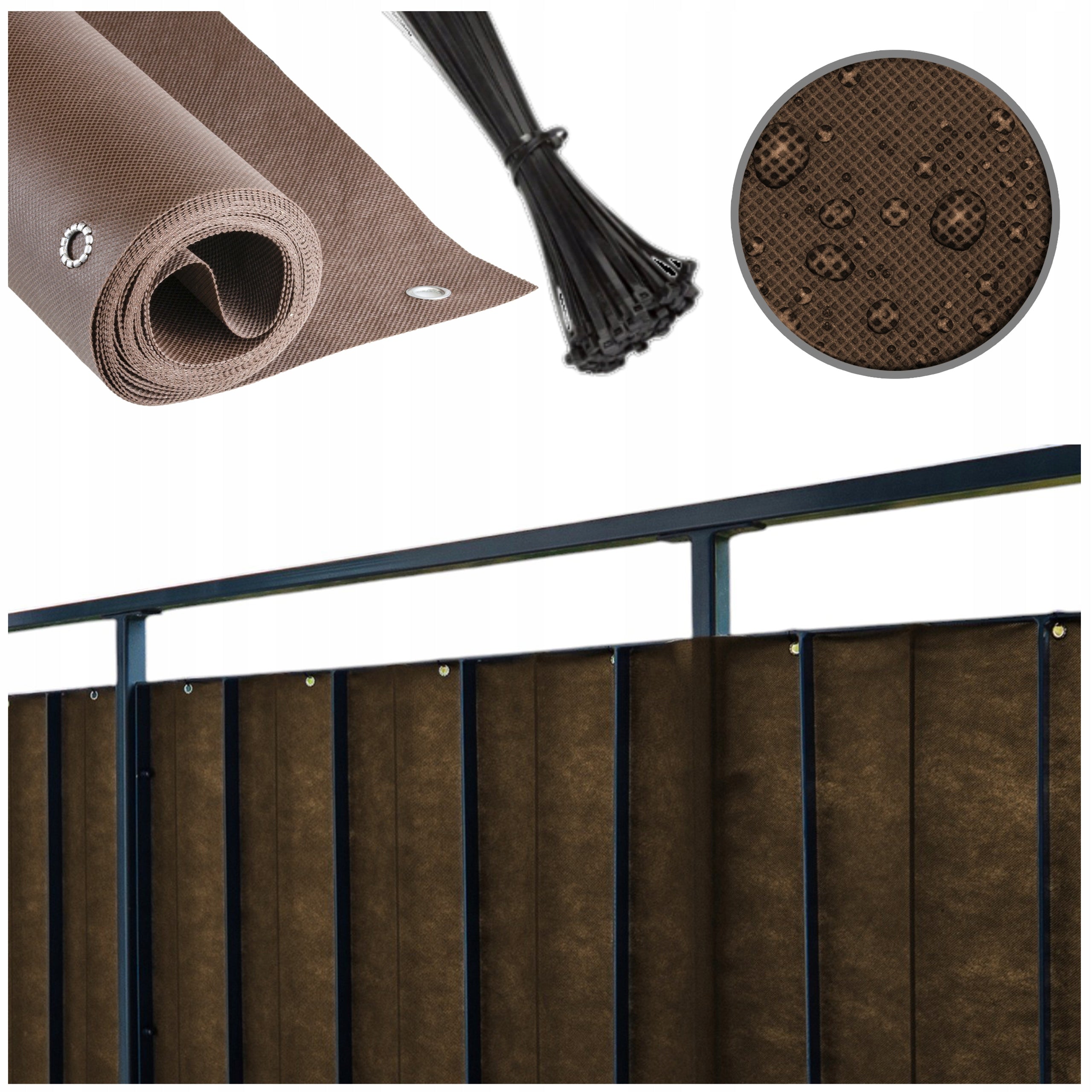 BALCONY COVER 1X5M BALCONY MAT BROWN FOR TERRACE UV FENCE 99% + FREEBIE