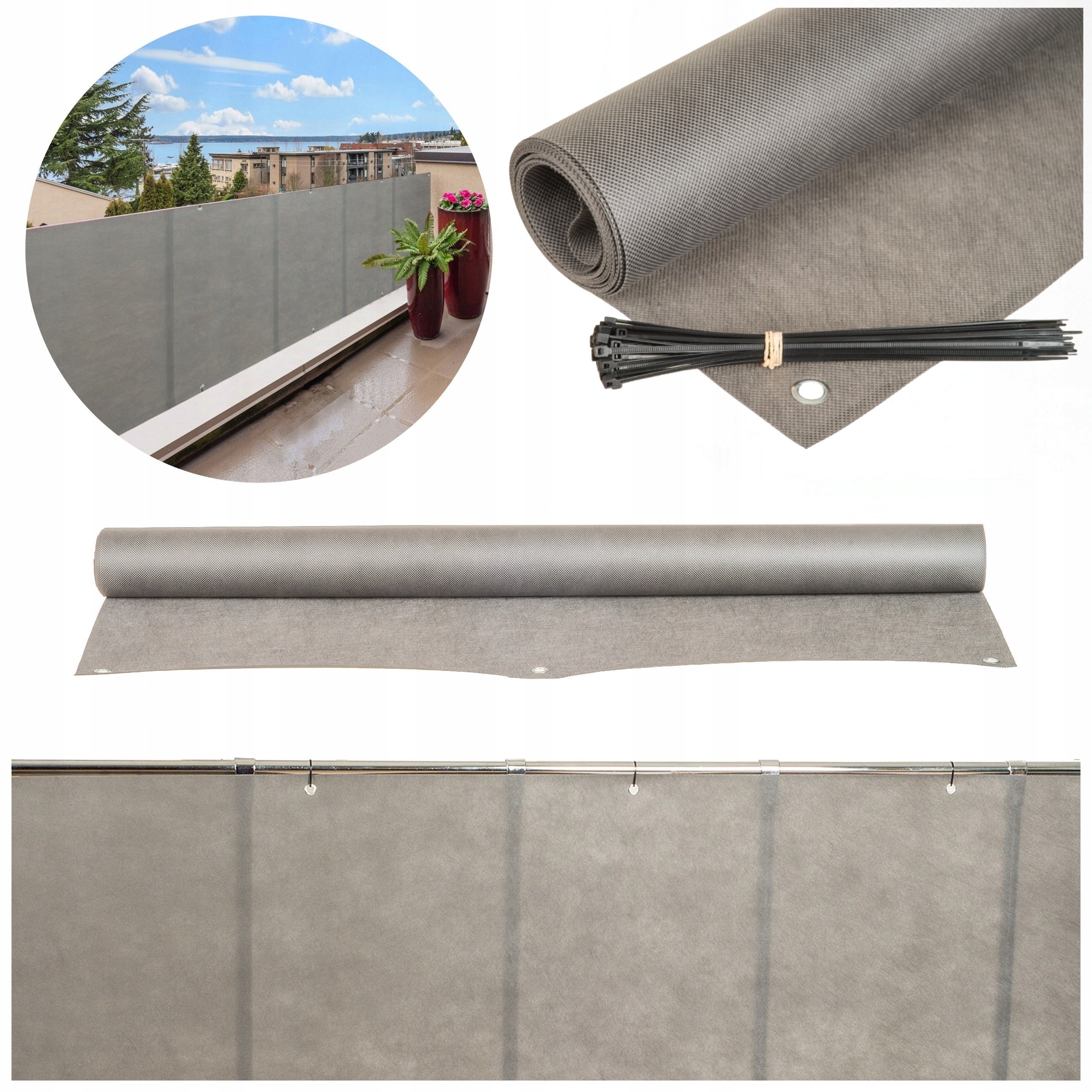 BALCONY COVER FOR BALCONY 0,9X5M GREY MAT FOR TERRACE UV 99% + FREEBIE PL