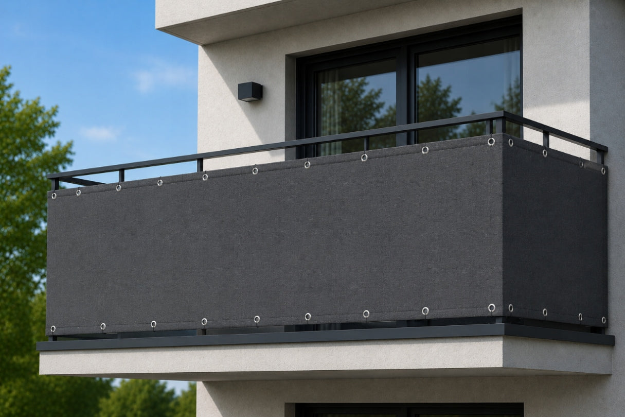 BALCONY COVER HDPE MAT 95% UV FOR BALCONY TERRACE 90x500cm GRAPHITE STRONG Length 500 cm