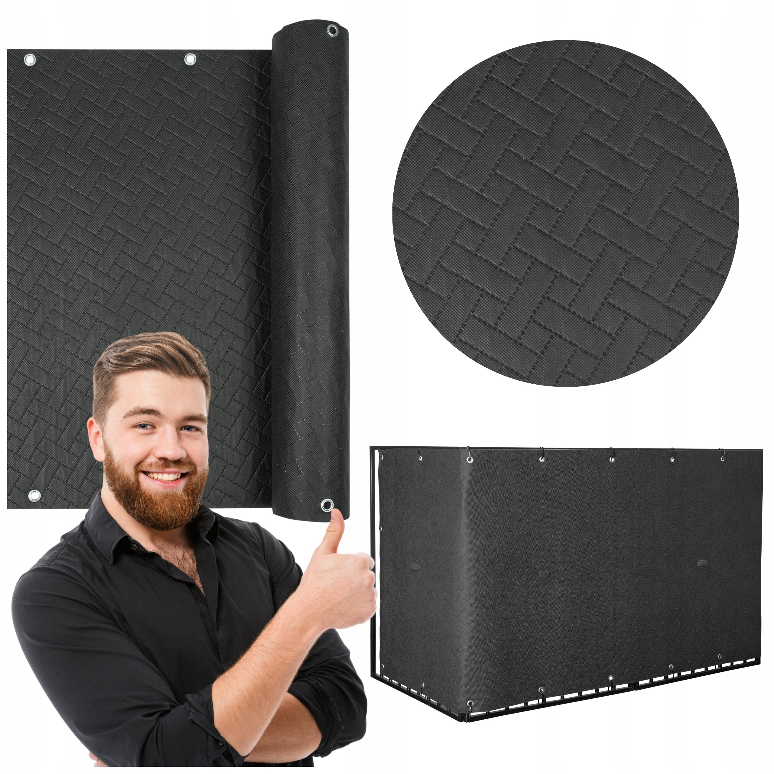 BALCONY COVER PREMIUM GRAPHITE 1X7M BALCONY MAT TERRACE FENCE THICK 240g