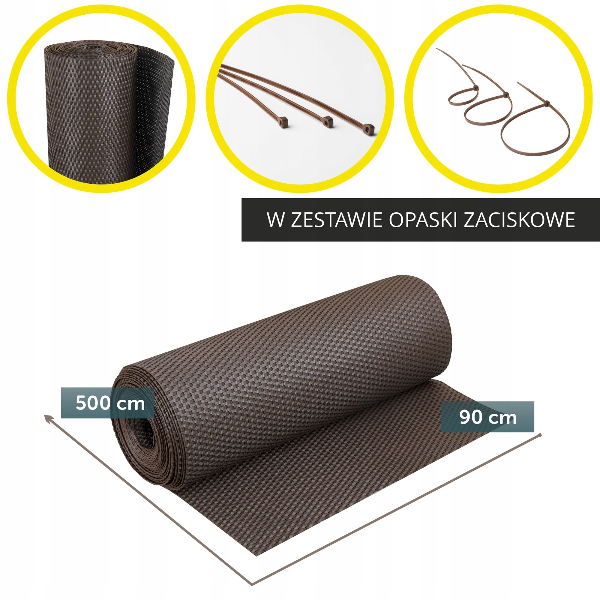 BALCONY COVER TECHNORATTAN 0,9x5m BROWN DARK MAT FOR BALCONY PREMIUM Product width 90 cm