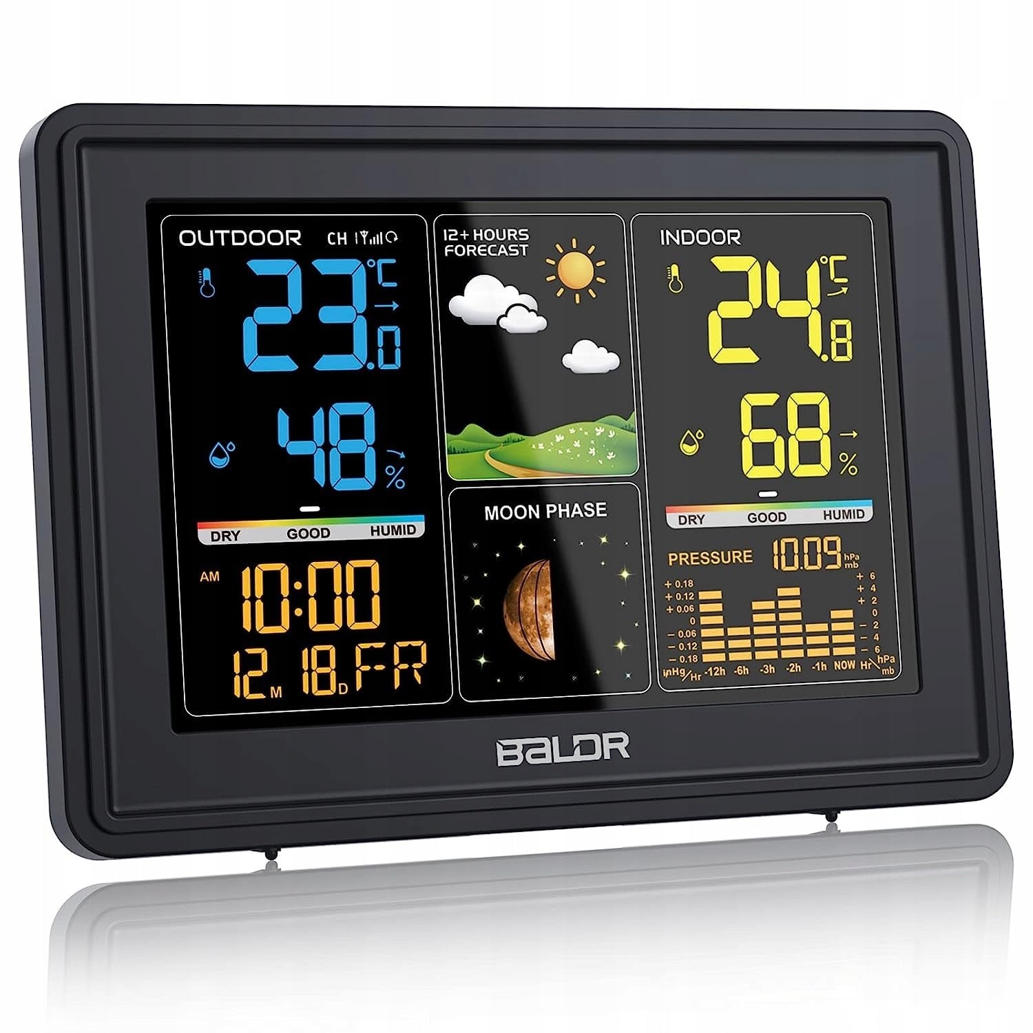 BALDR – Radio weather station with external sensor, DCF, black