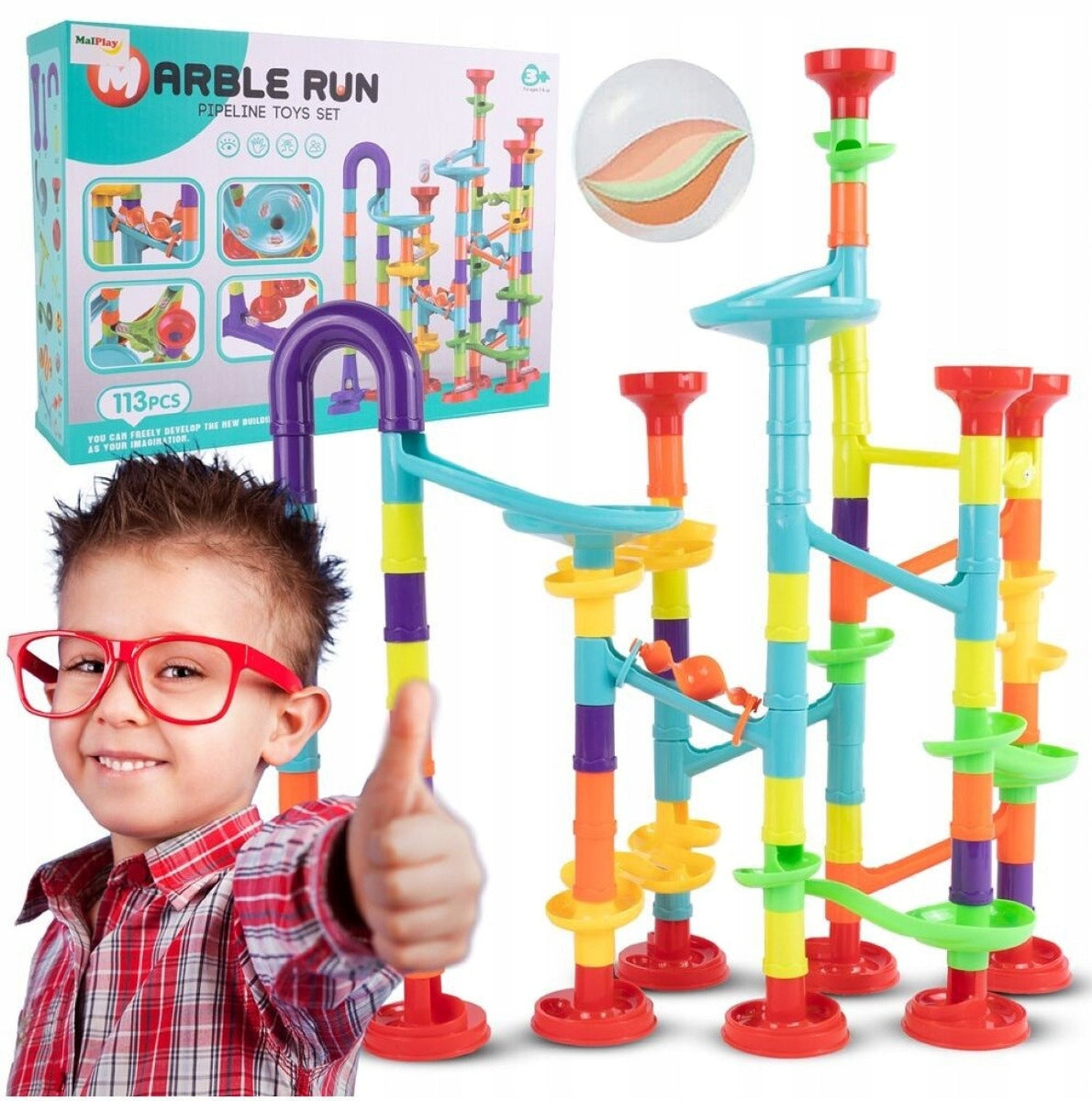 BALL TRACK XXL 113 LAUNCHER LARGE SET BLOCKS BALLS SLIDE TUNNELS