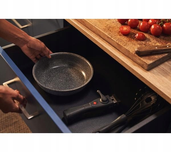 BALLARINI TORRE Set of 2 pans (24 + 28 cm) 1H granite Italian Additional information dishwasher safe ability to unfasten the handle suitable for ceramic cookers suitable for electric cooker suitable for gas cooker suitable for induction cooker oven safe heat-resistant handles frying pan set