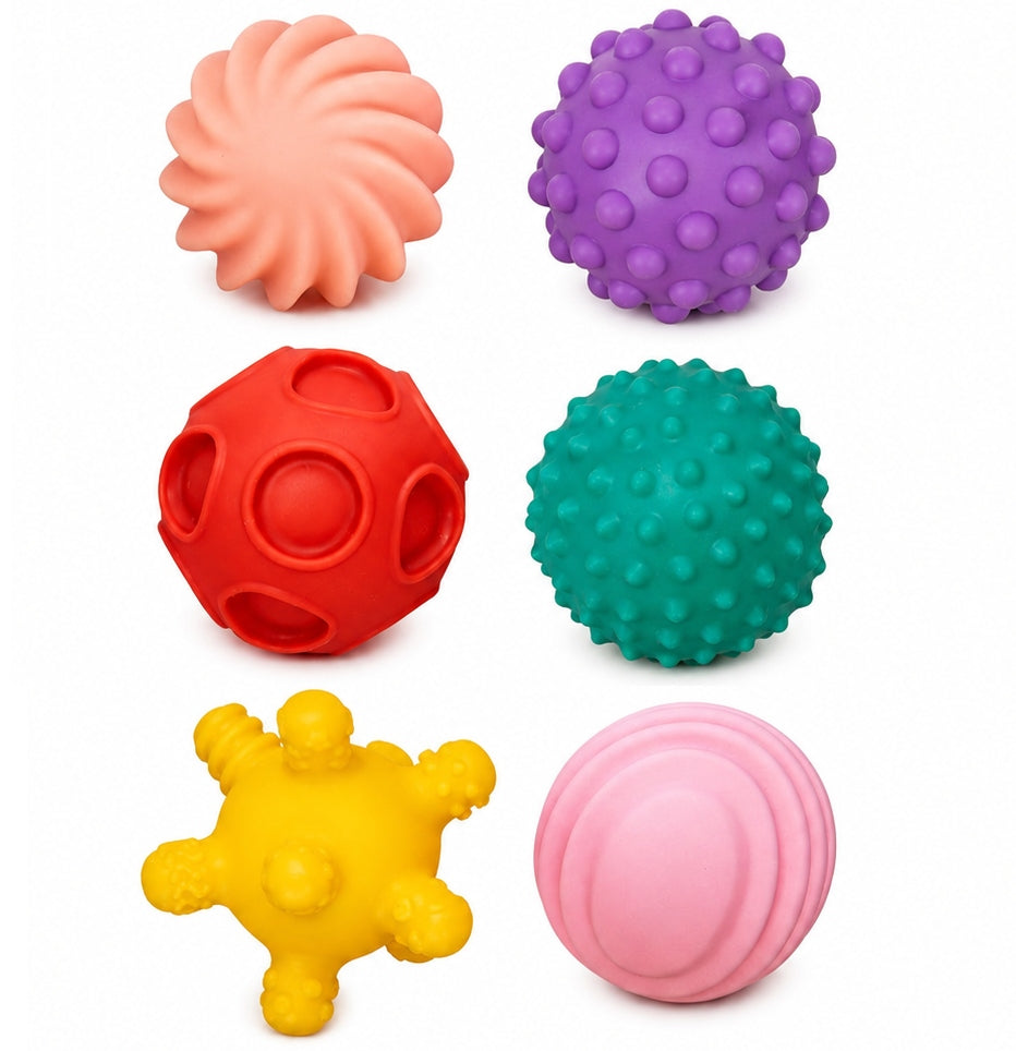 BALLS SENSORY SQUEAKERS MASSAGE BALLS TEETHERS 6 PCS Packaging status original