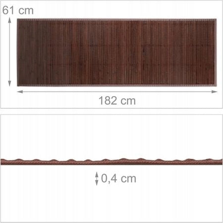 BAMBOO BATHROOM MAT NATURAL CARPET RUG 61x182 CM NON-SLIP Brand Relaxdays