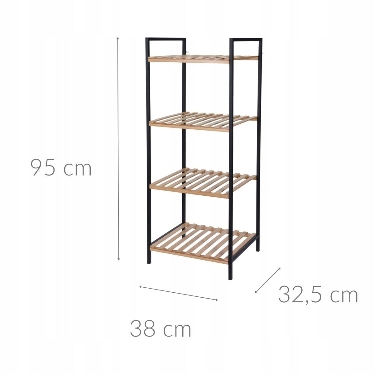 BAMBOO BATHROOM SHELVING UNIT 4 LEVELS 38 X 32,5 X 95 CM BROWN Furniture color shades of beige