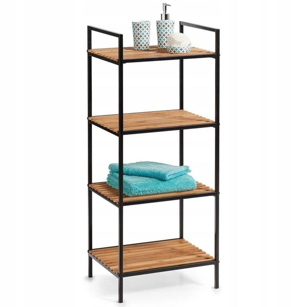 BAMBOO BATHROOM SHELVING UNIT with shelves 4 LEVELS ZELLER practical 95 cm Furniture color natural oak
