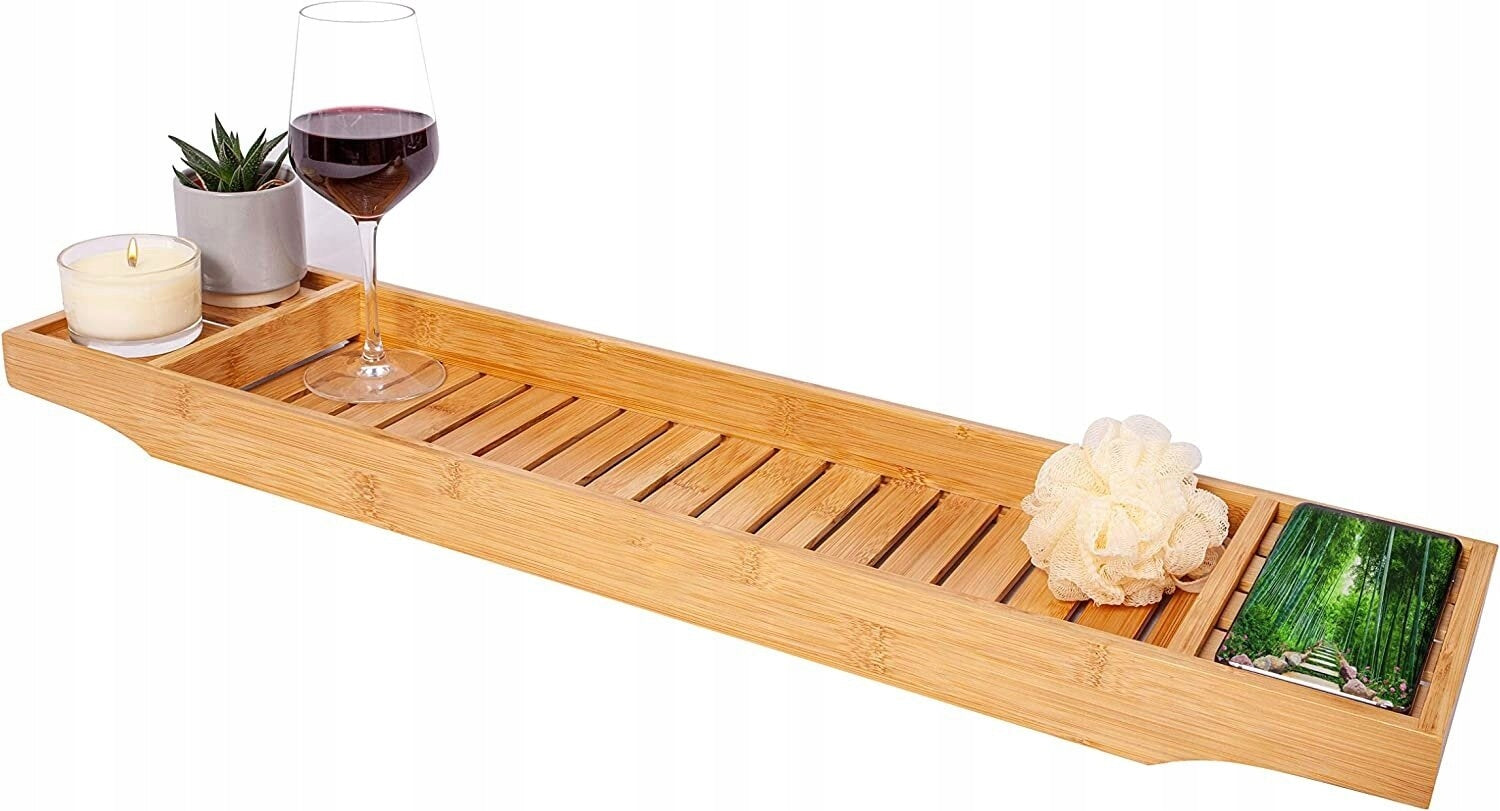 BAMBOO BATHTUB SHELF Bathroom Organizer Tray Rack for Bathroom
