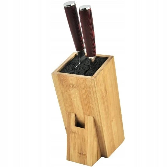BAMBOO BLOCK KNIFE RACK SCISSORS UNIVERSAL SOLID HEAVY Packaging status original