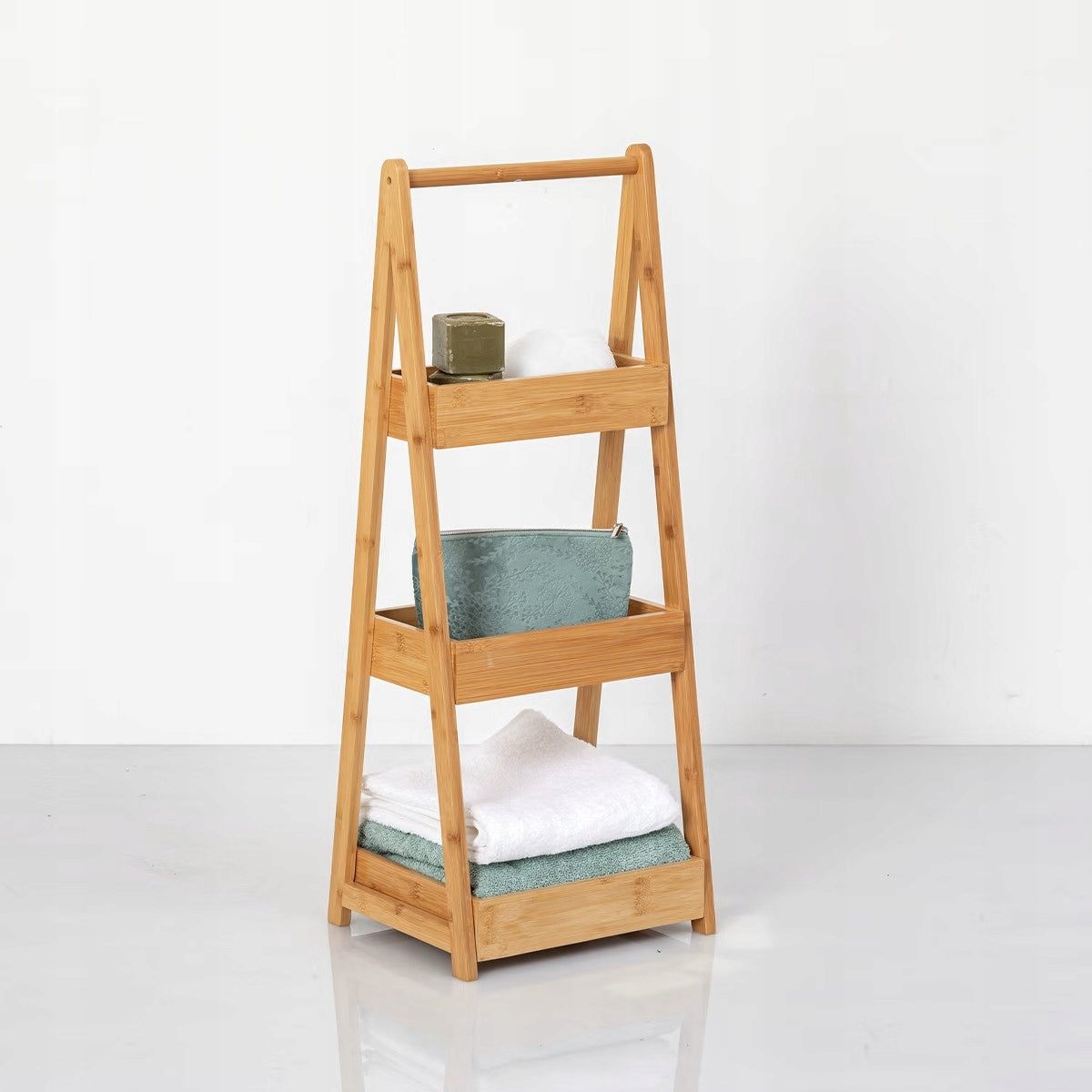 BAMBOO BOOKCASE for bathroom BOHO SCANDINAVIAN Packaging status original