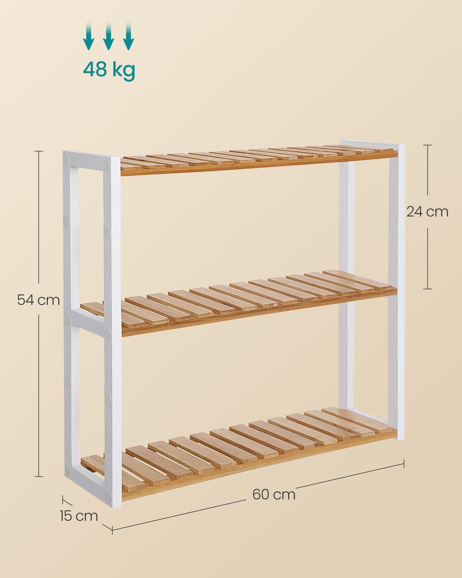 BAMBOO BOOKCASE for kitchen bathroom 3 shelves organizer cabinet Manufacturer code BCB13WN